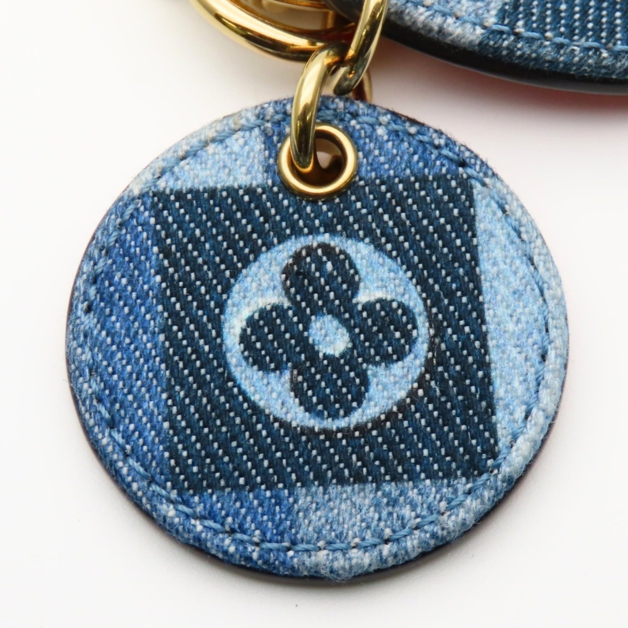 Louis Vuitton Louis Vuitton Porte Cles Keychain M69017 Monogram Denim Leather Blue Red Gold Keyring Women's LOUIS VUITTON Size ONE SIZE - 7 Thumbnail