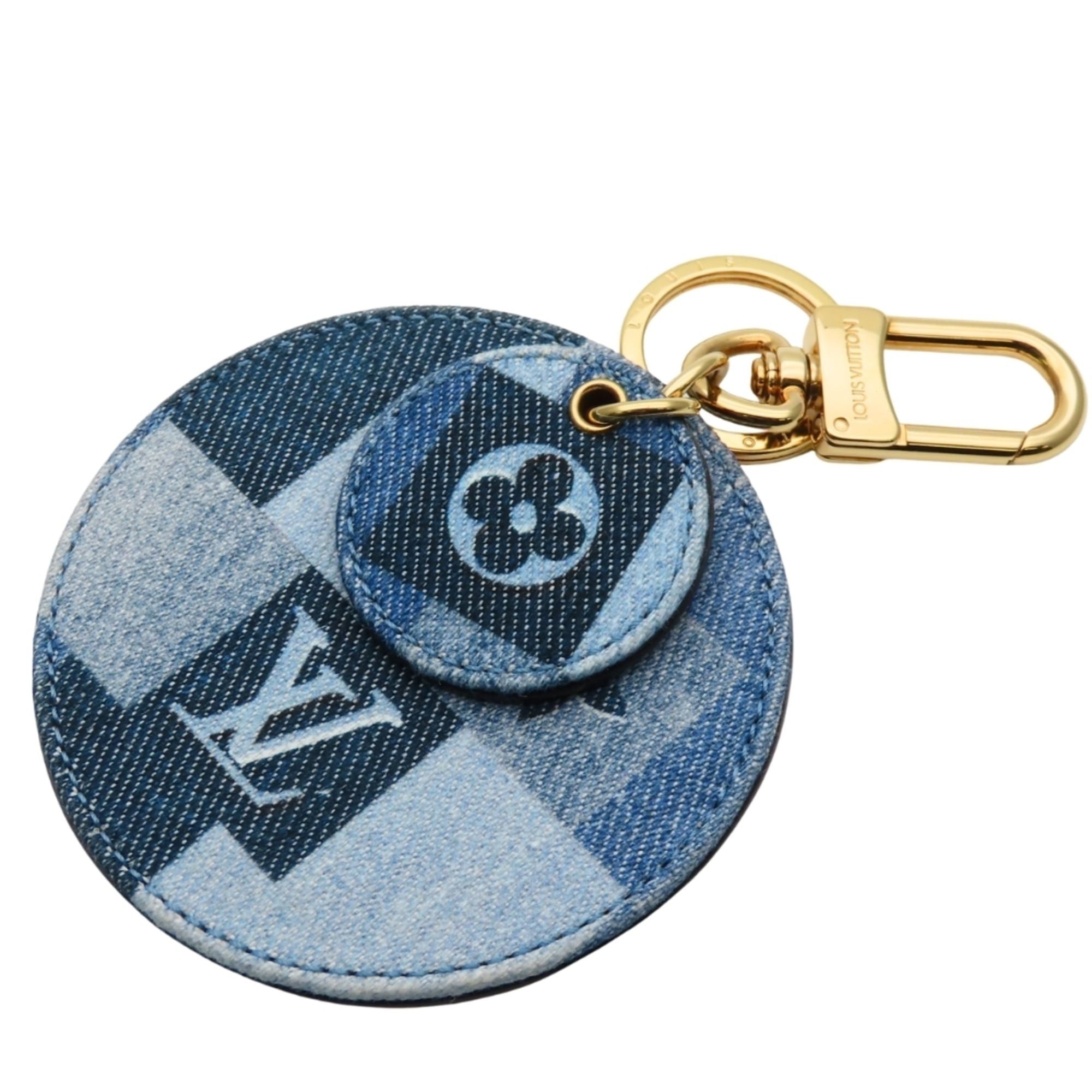 Louis Vuitton Louis Vuitton Porte Cles Keychain M69017 Monogram Denim Leather Blue Red Gold Keyring Women's LOUIS VUITTON Size ONE SIZE - 2 Thumbnail