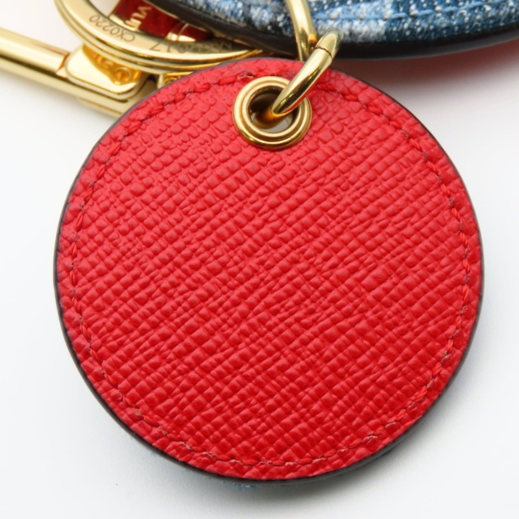 Louis Vuitton Louis Vuitton Porte Cles Keychain M69017 Monogram Denim Leather Blue Red Gold Keyring Women's LOUIS VUITTON Size ONE SIZE - 8 Thumbnail