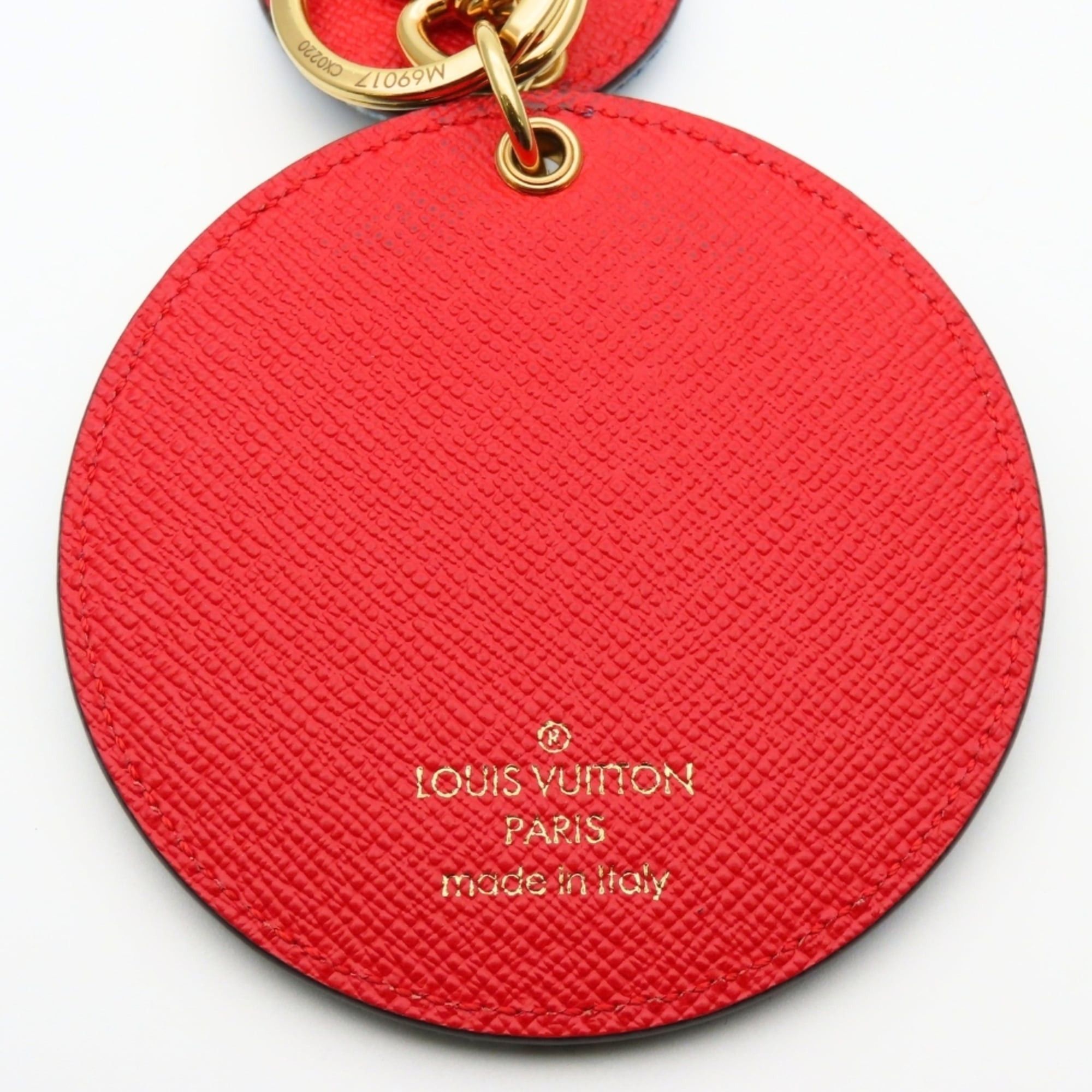 Louis Vuitton Louis Vuitton Porte Cles Keychain M69017 Monogram Denim Leather Blue Red Gold Keyring Women's LOUIS VUITTON Size ONE SIZE - 4 Thumbnail