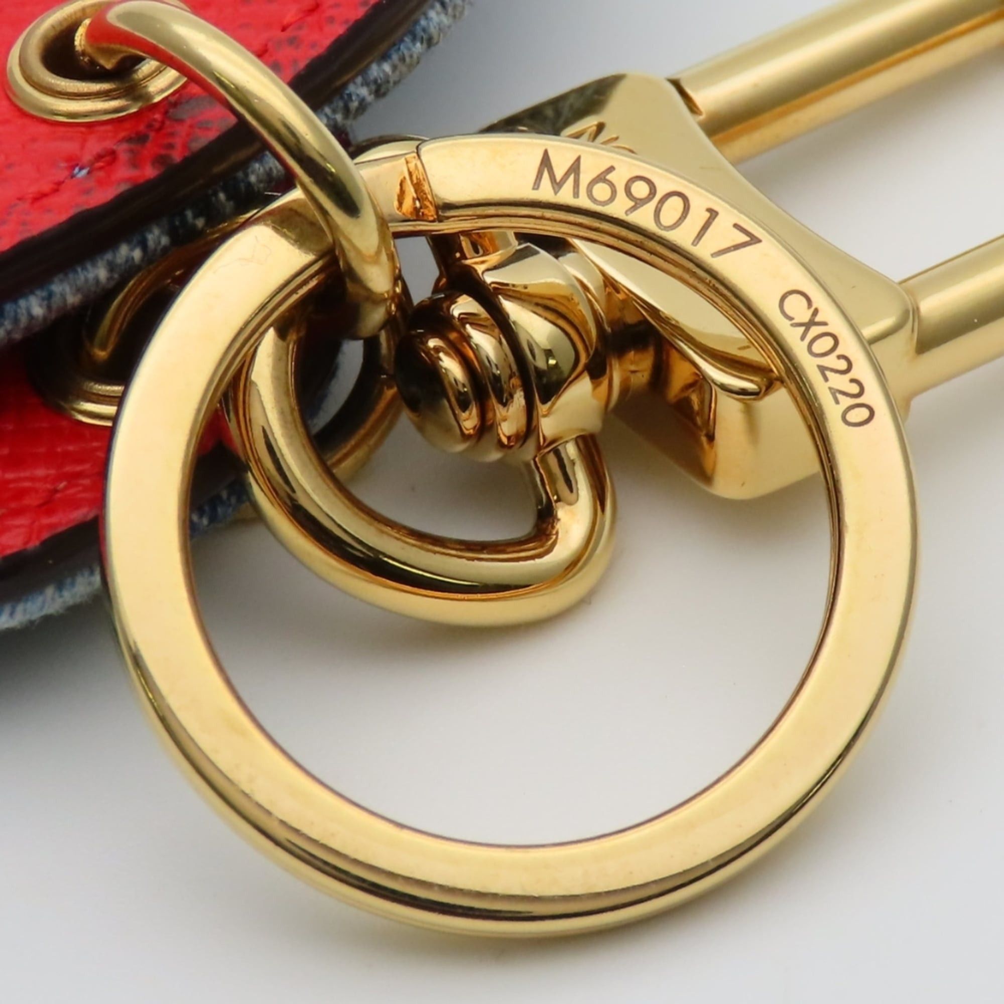Louis Vuitton Louis Vuitton Porte Cles Keychain M69017 Monogram Denim Leather Blue Red Gold Keyring Women's LOUIS VUITTON Size ONE SIZE - 10 Thumbnail