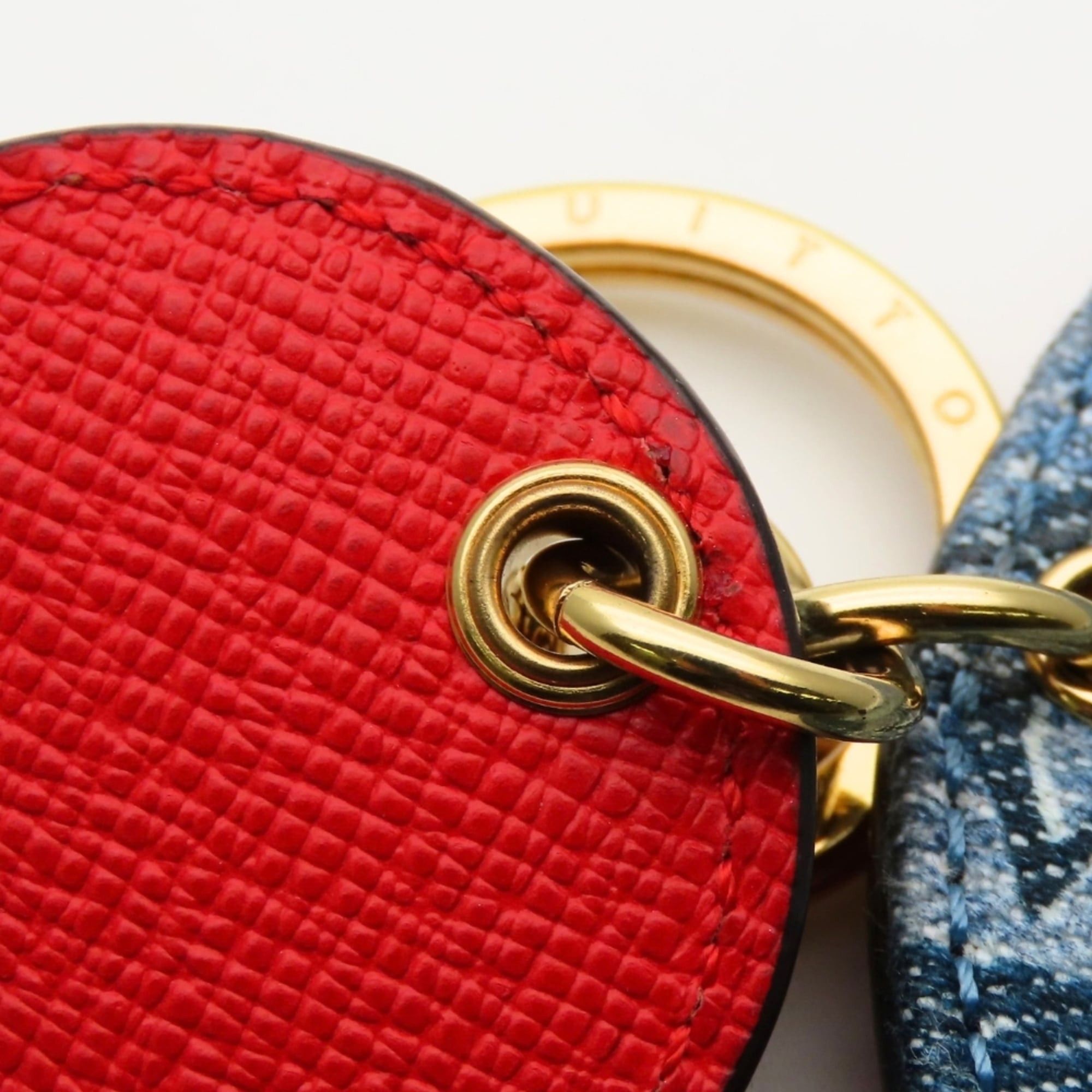 Louis Vuitton Louis Vuitton Porte Cles Keychain M69017 Monogram Denim Leather Blue Red Gold Keyring Women's LOUIS VUITTON Size ONE SIZE - 9 Thumbnail