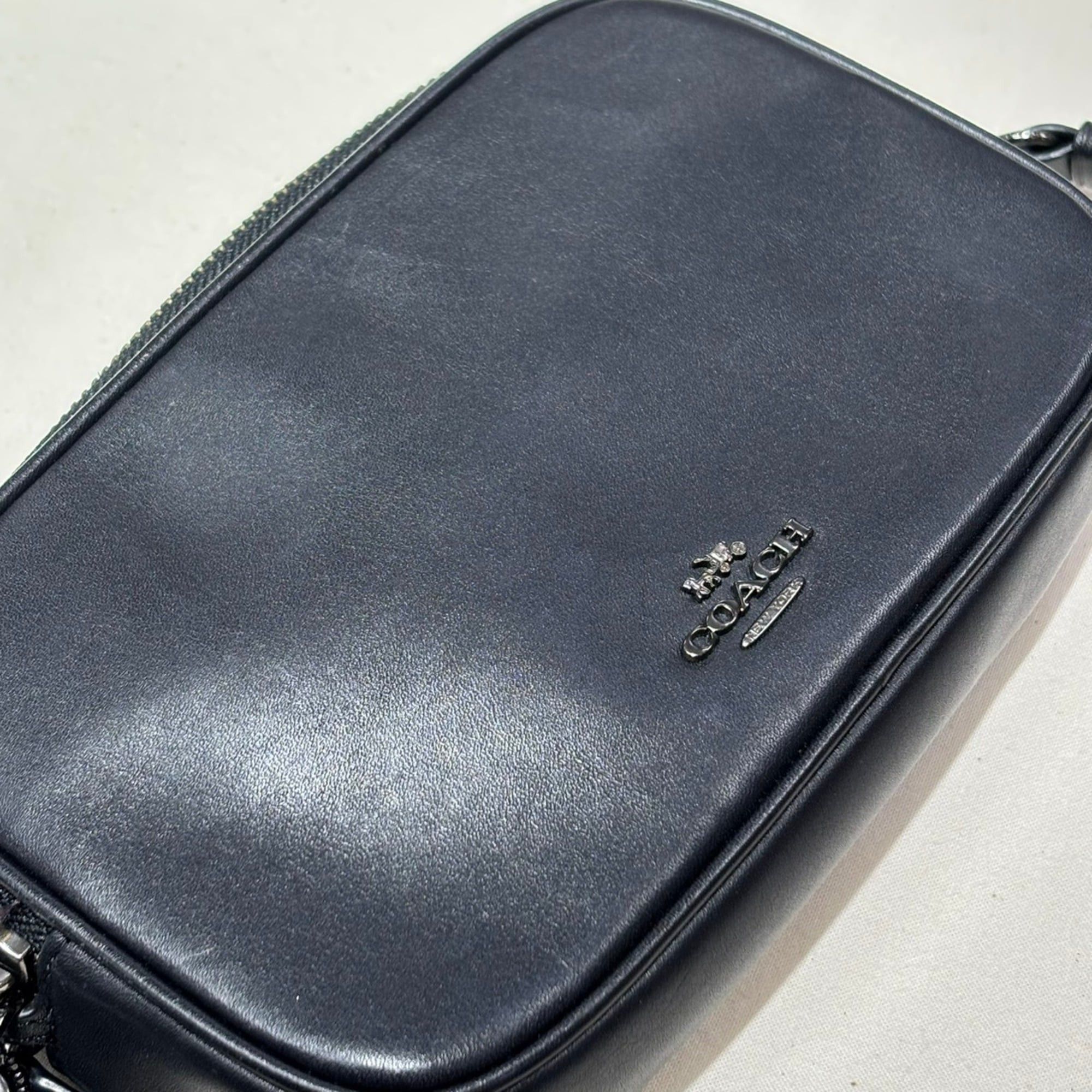 Coach Coach Shoulder Bag Pochette 31834 Leather Black Blue Silver Flower Motif Studs Women's COACH Size ONE SIZE - 13 Thumbnail