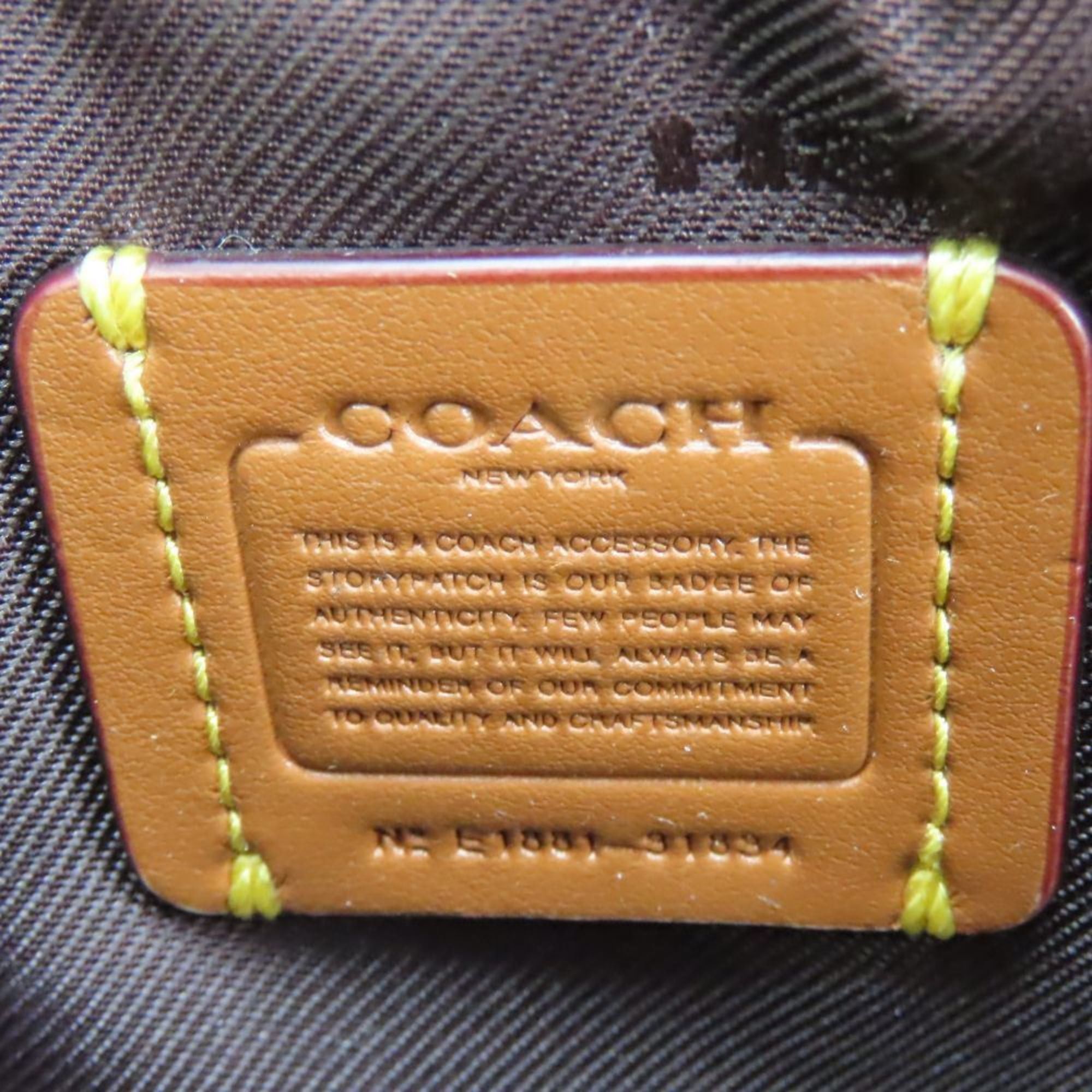 Coach Coach Shoulder Bag Pochette 31834 Leather Black Blue Silver Flower Motif Studs Women's COACH Size ONE SIZE - 17 Thumbnail
