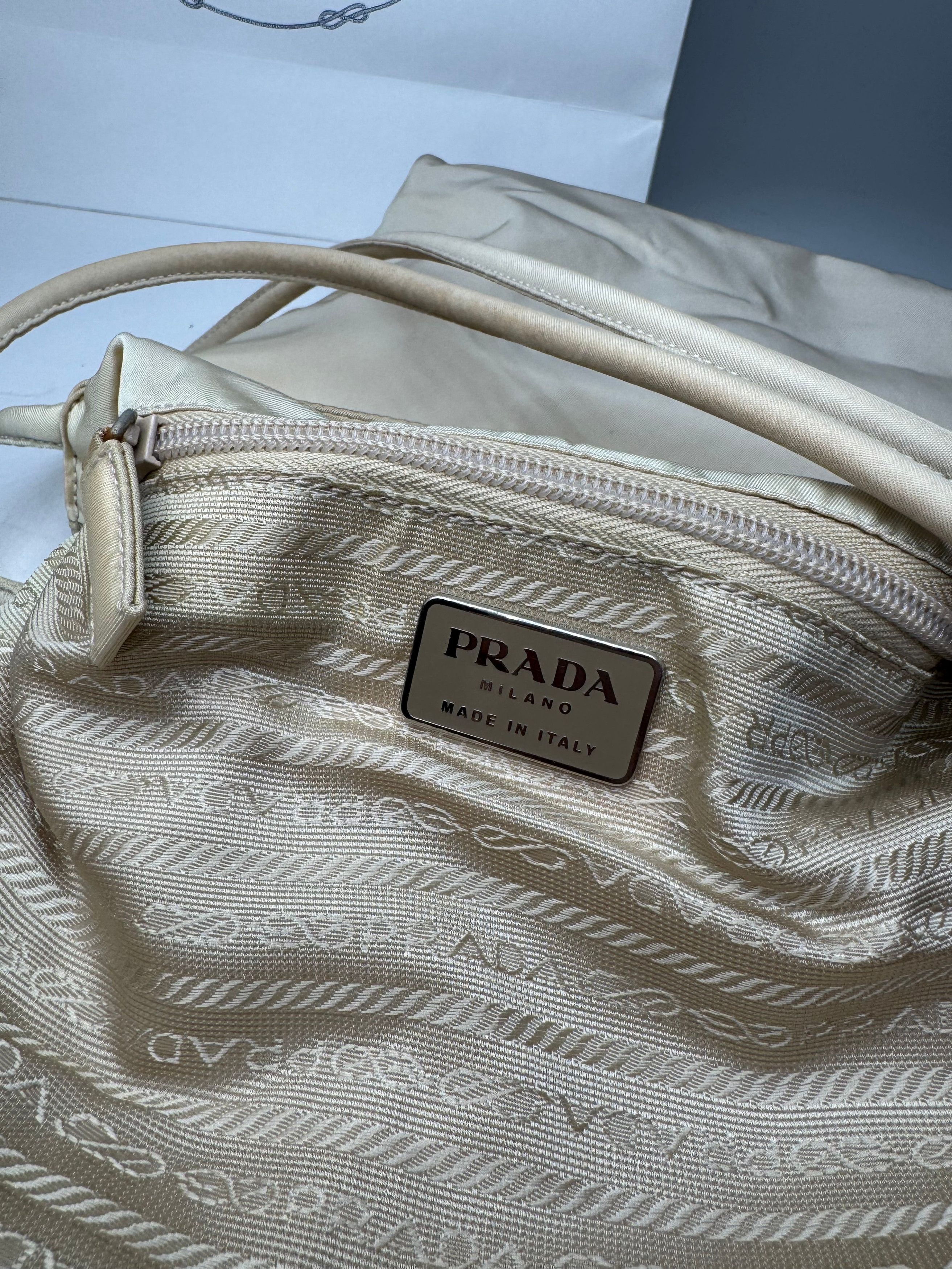 Prada Vintage Polyester Triangle Bag Beige Size ONE SIZE - 5 Thumbnail