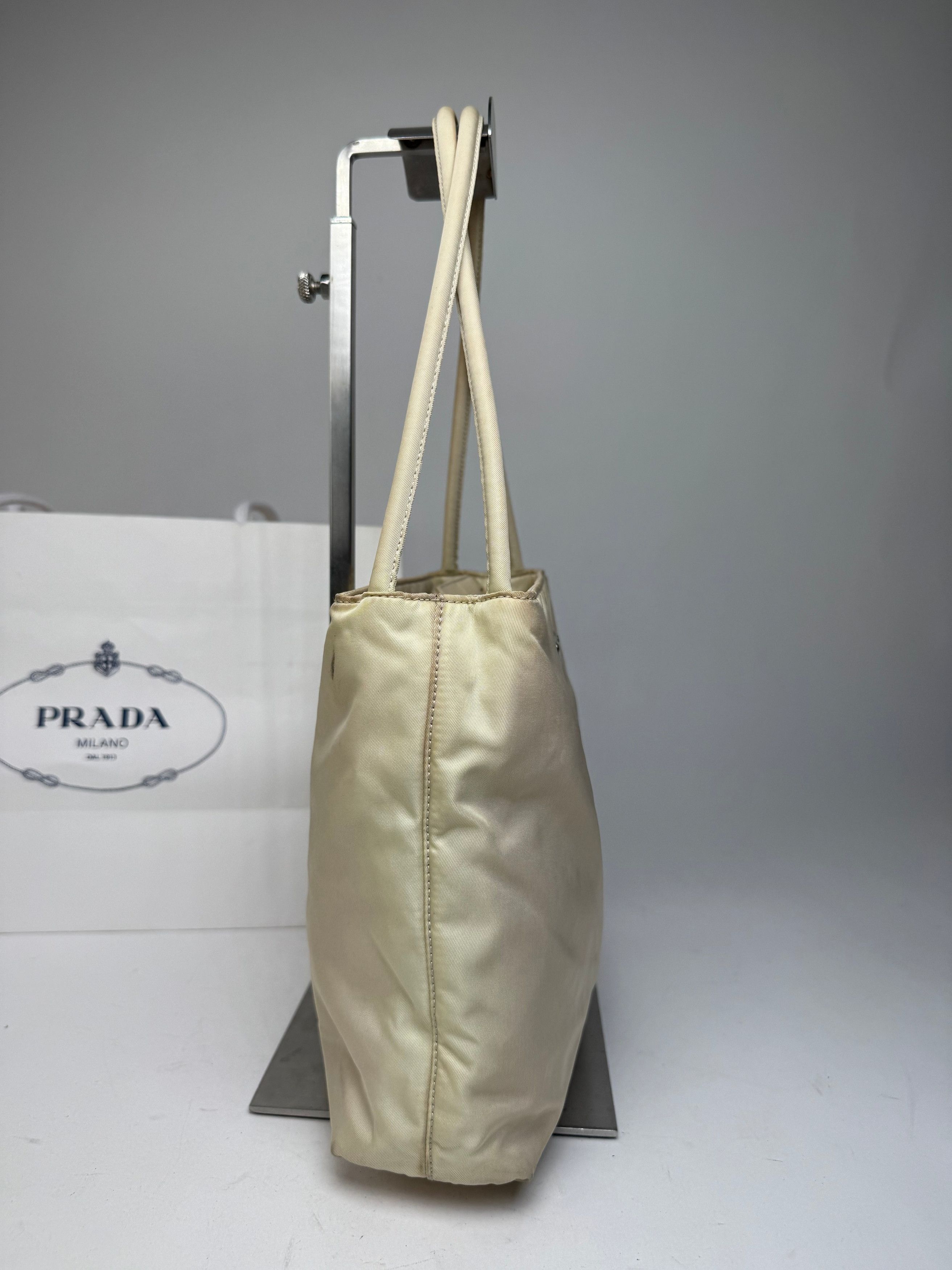 Prada Vintage Polyester Triangle Bag Beige Size ONE SIZE - 9 Thumbnail