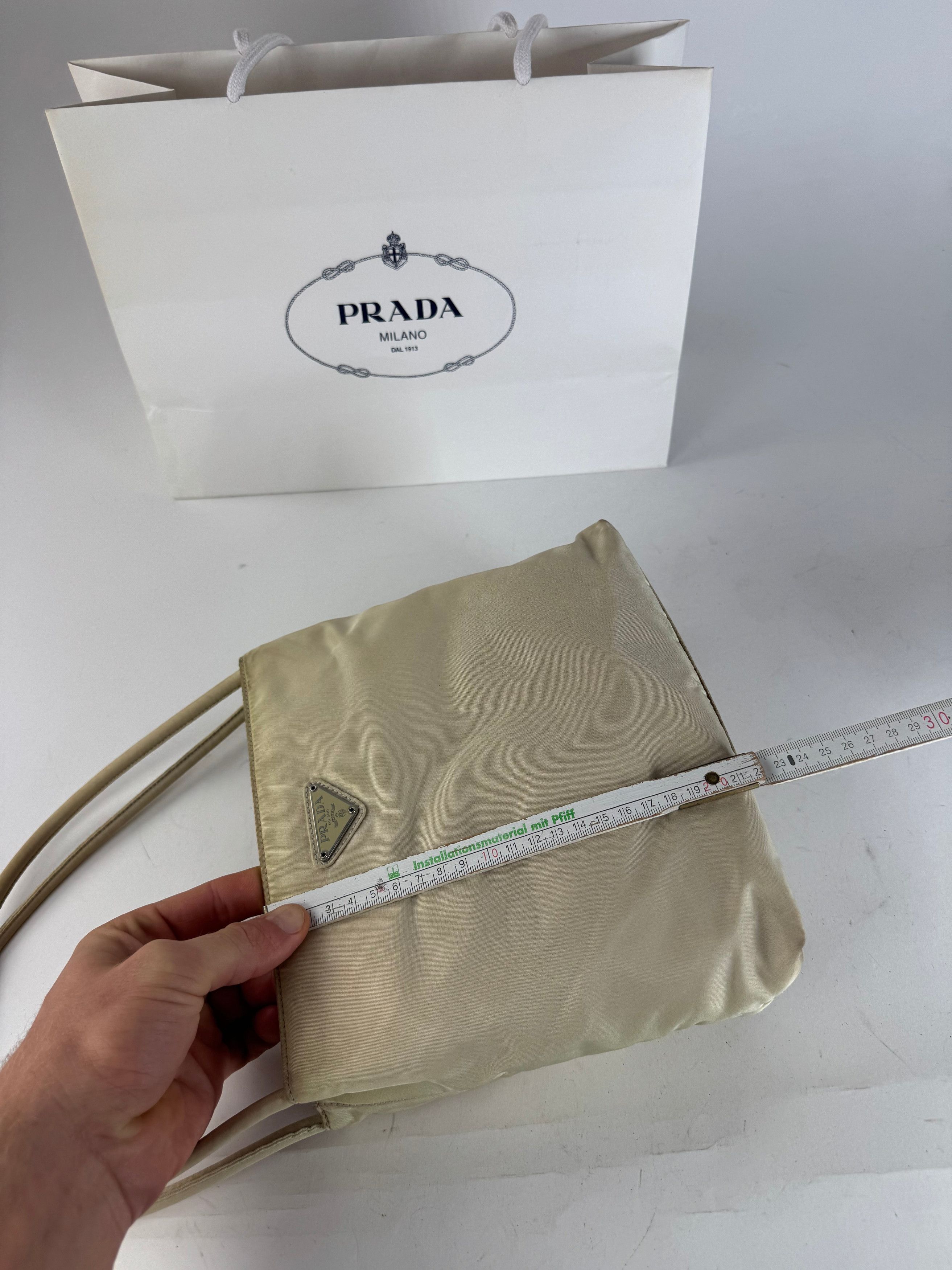 Prada Vintage Polyester Triangle Bag Beige Size ONE SIZE - 11 Thumbnail