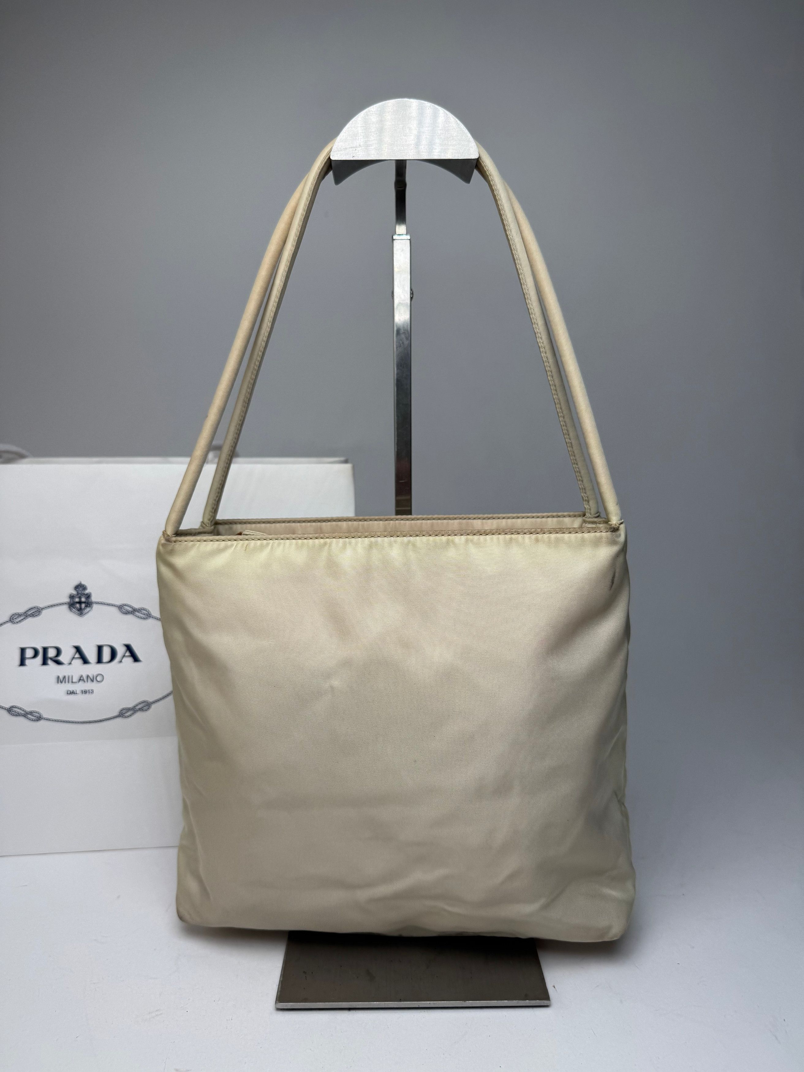 Prada Vintage Polyester Triangle Bag Beige Size ONE SIZE - 14 Thumbnail