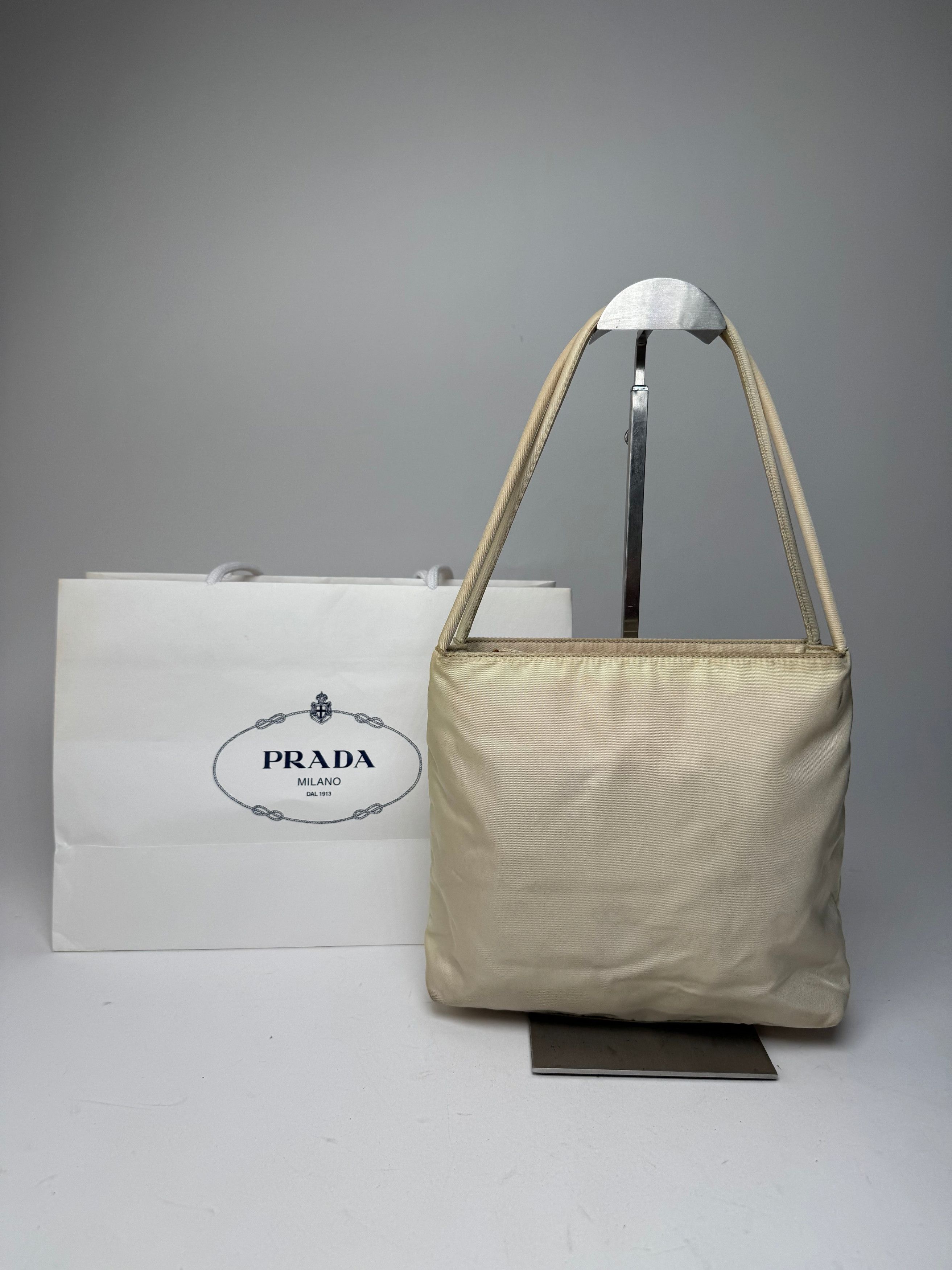Prada Vintage Polyester Triangle Bag Beige Size ONE SIZE - 3 Thumbnail