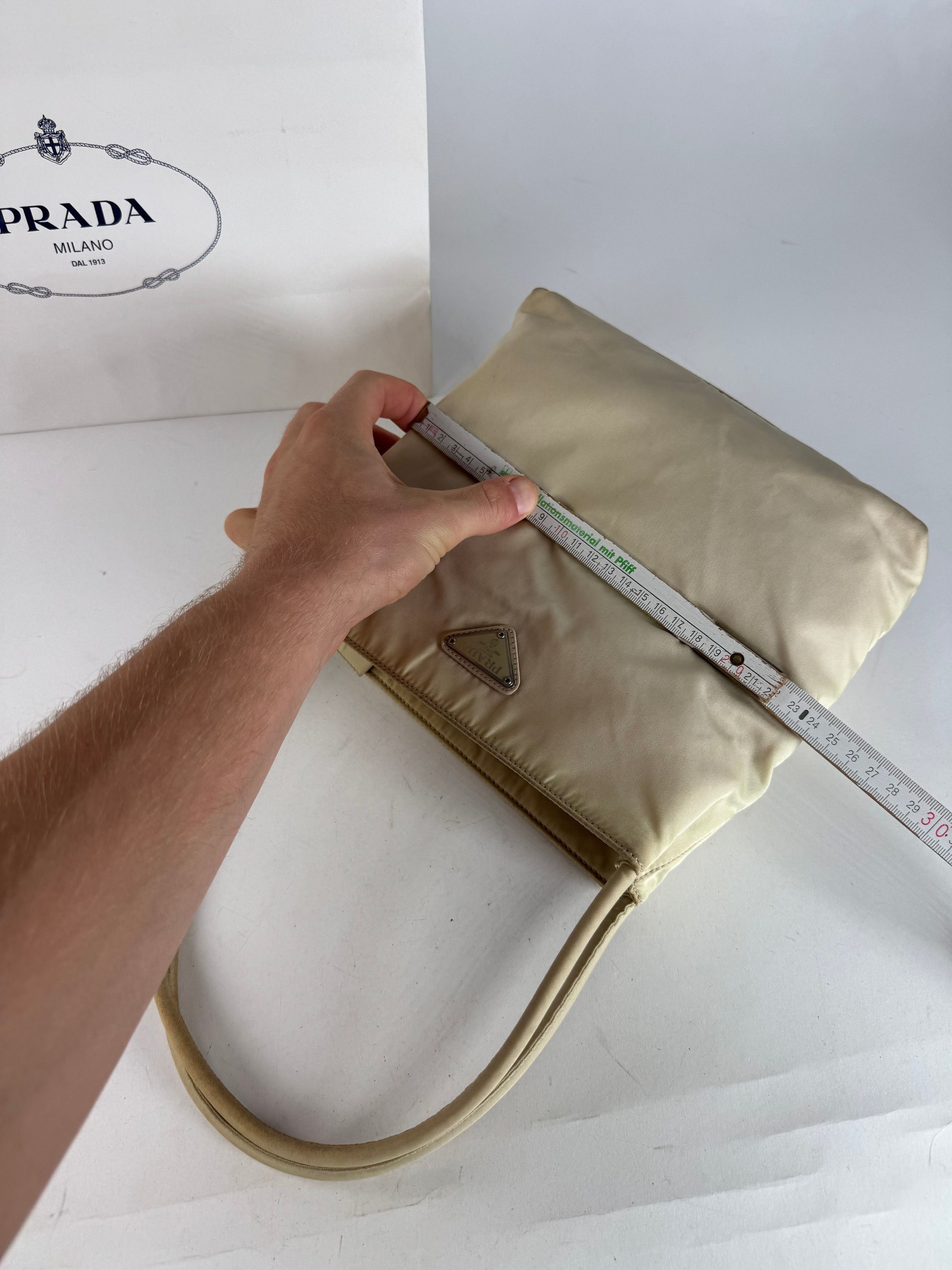Prada Vintage Polyester Triangle Bag Beige Size ONE SIZE - 10 Thumbnail