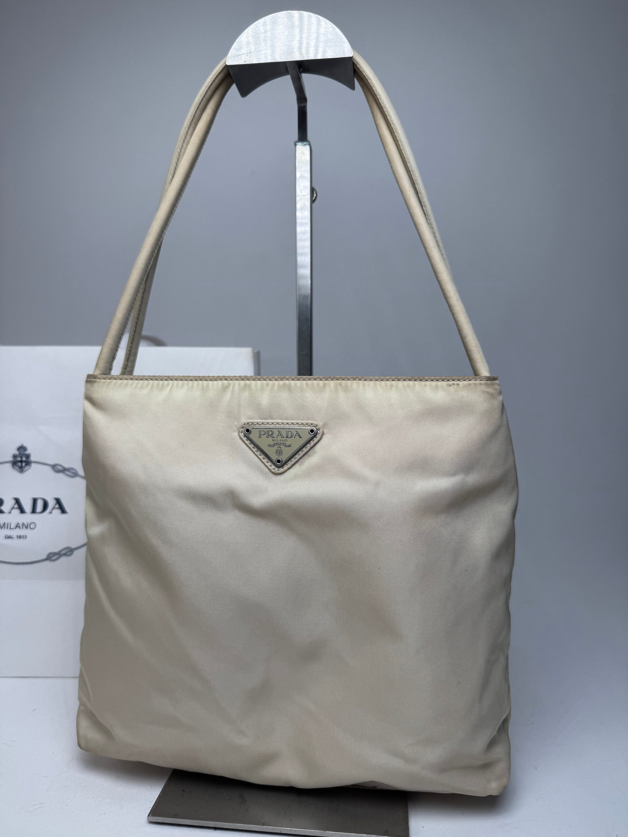 Prada Vintage Polyester Triangle Bag Beige Size ONE SIZE - 13 Thumbnail