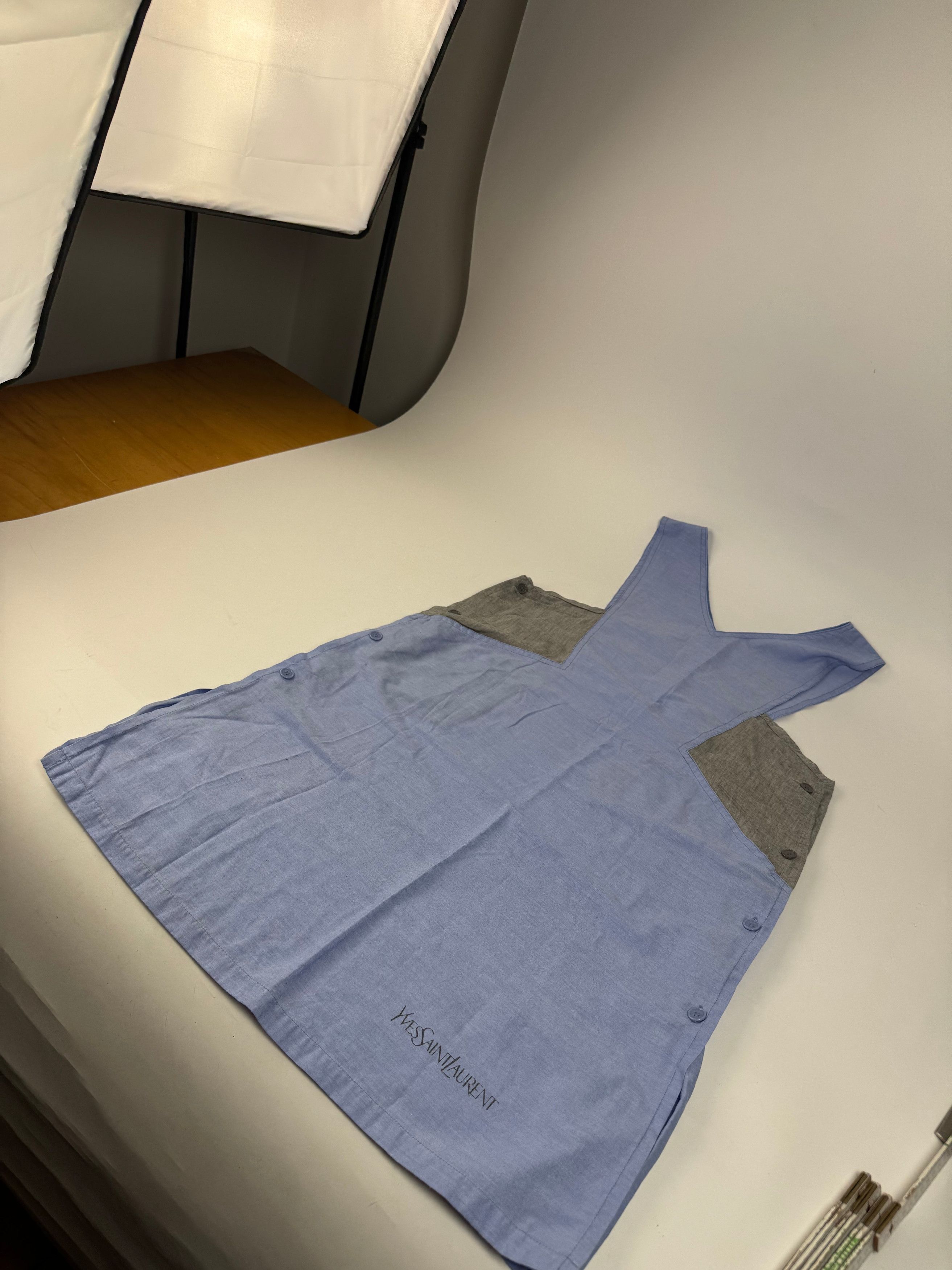 Other Vintage Yves Saint Laurent Canvas Dress Blue Grey 38/M Size M / US 6-8 / IT 42-44 - 6 Thumbnail