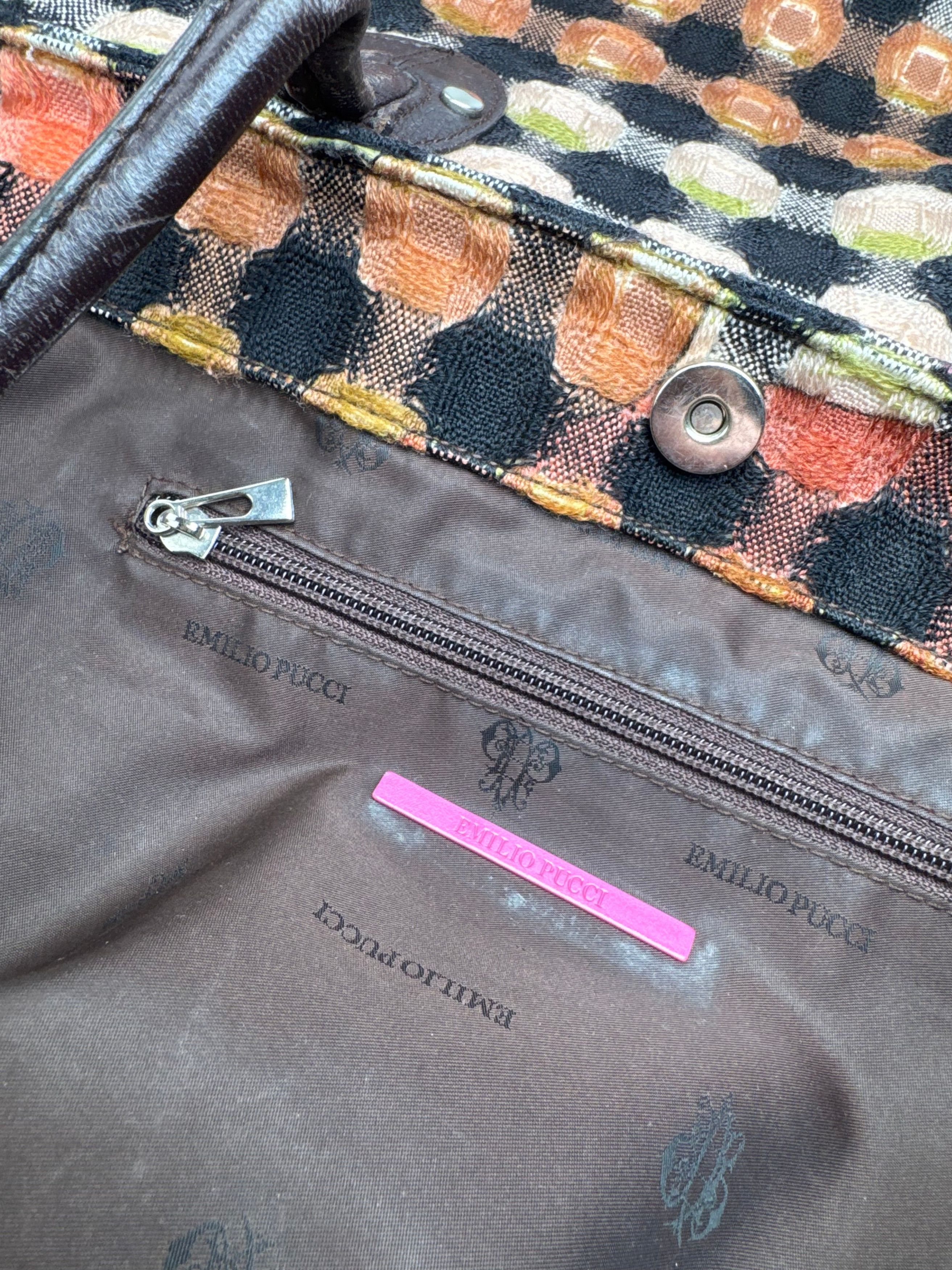 Emilio Pucci Vintage Wool Leather Handbag Brown / Black / Orange Size ONE SIZE - 4 Thumbnail