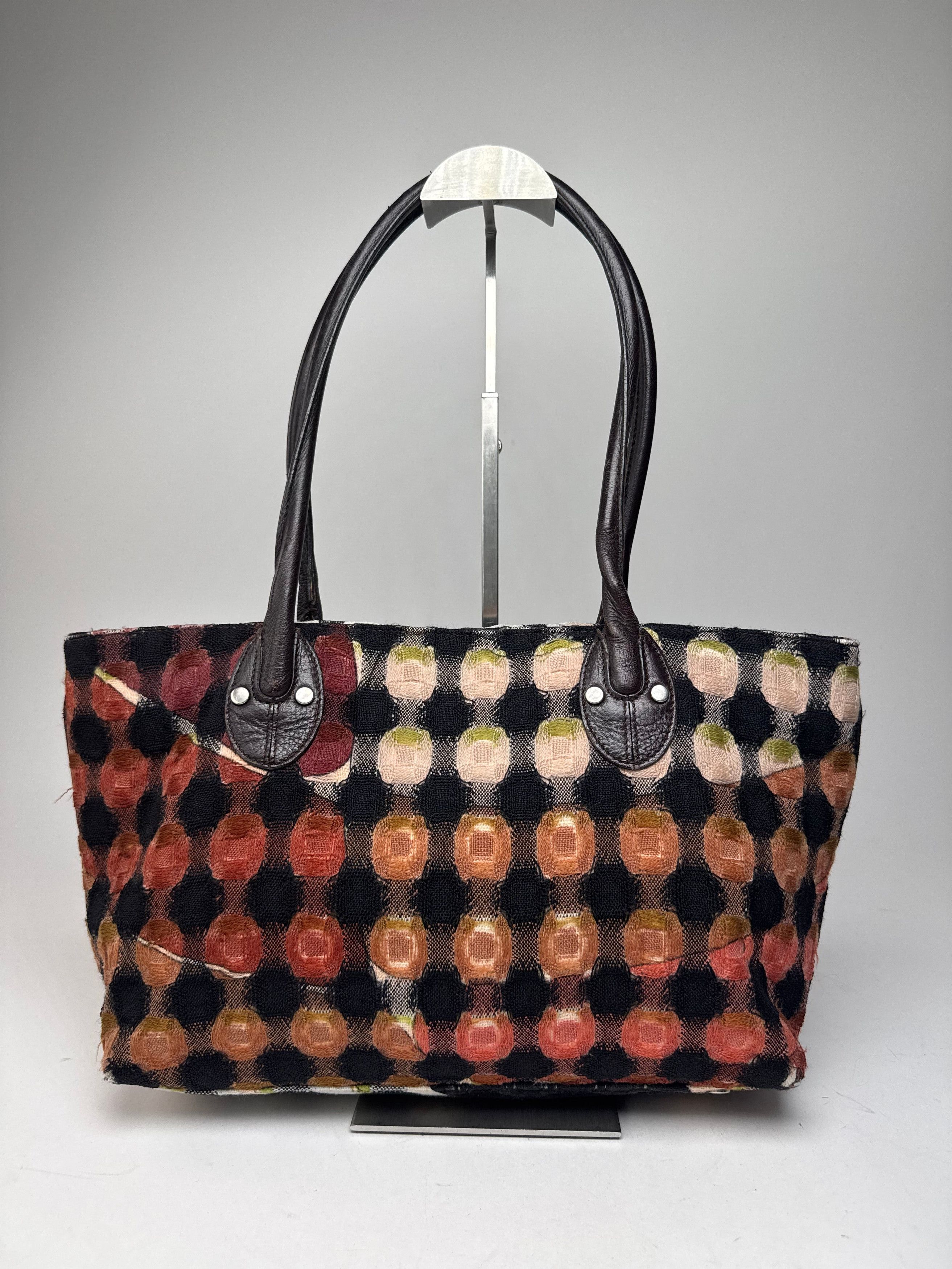 Emilio Pucci Vintage Wool Leather Handbag Brown / Black / Orange Size ONE SIZE - 2 Thumbnail