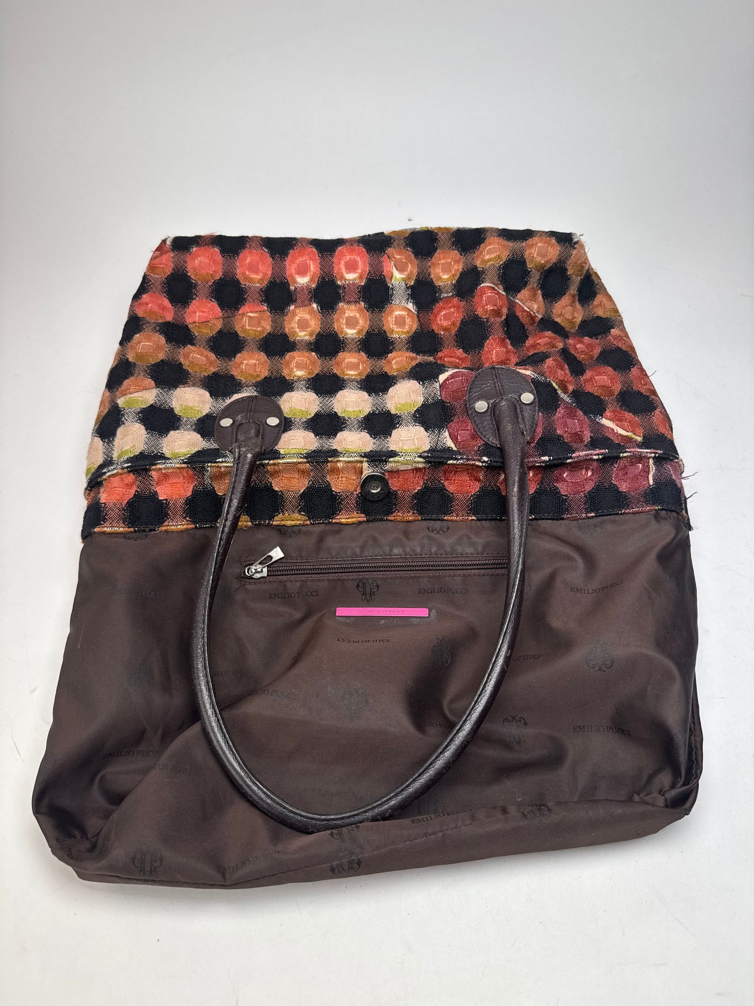 Emilio Pucci Vintage Wool Leather Handbag Brown / Black / Orange Size ONE SIZE - 3 Thumbnail