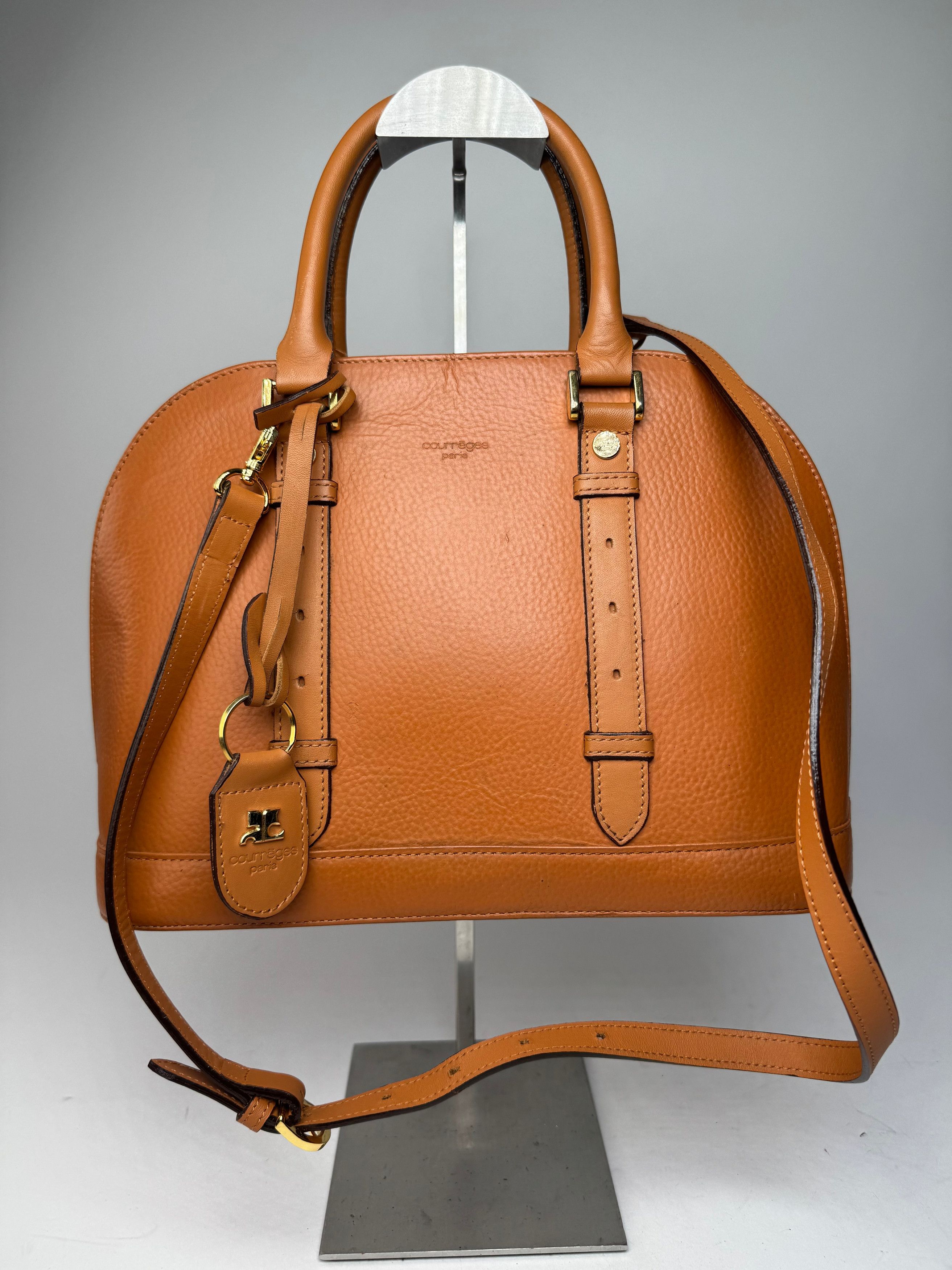 Courreges Vintage 2Way Leather Handbag Orange Brown Size ONE SIZE - 7 Thumbnail