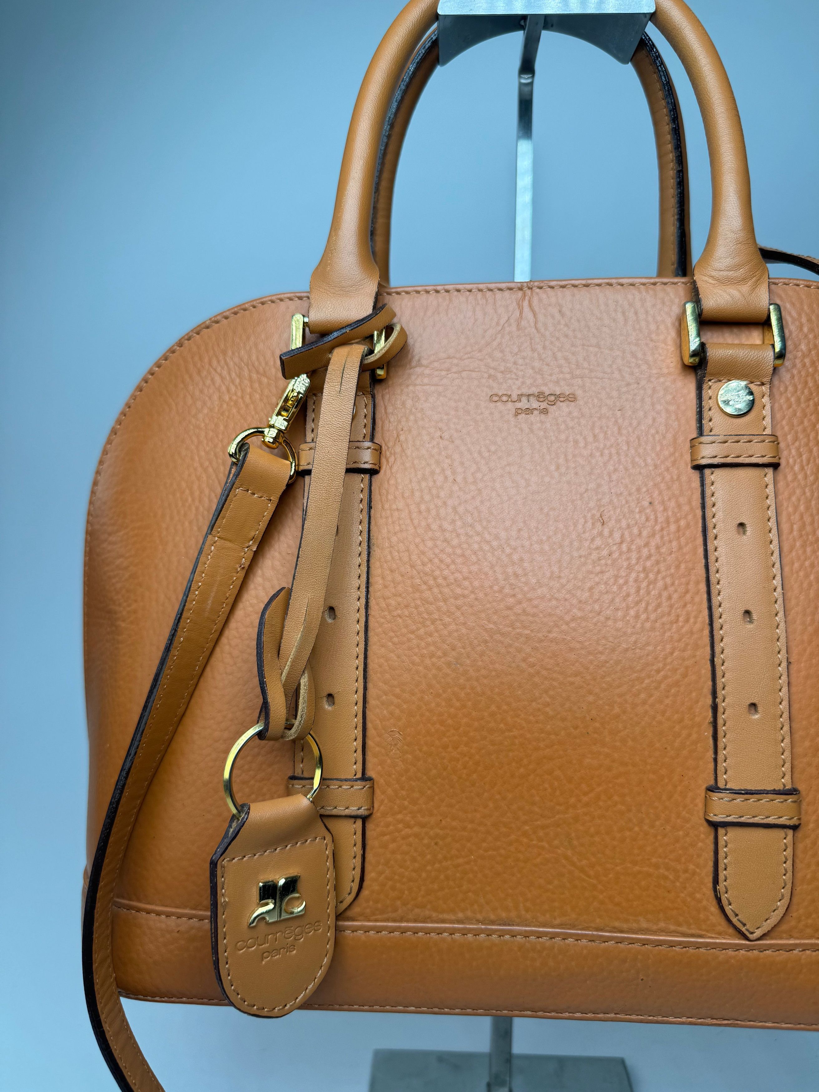Courreges Vintage 2Way Leather Handbag Orange Brown Size ONE SIZE - 5 Thumbnail