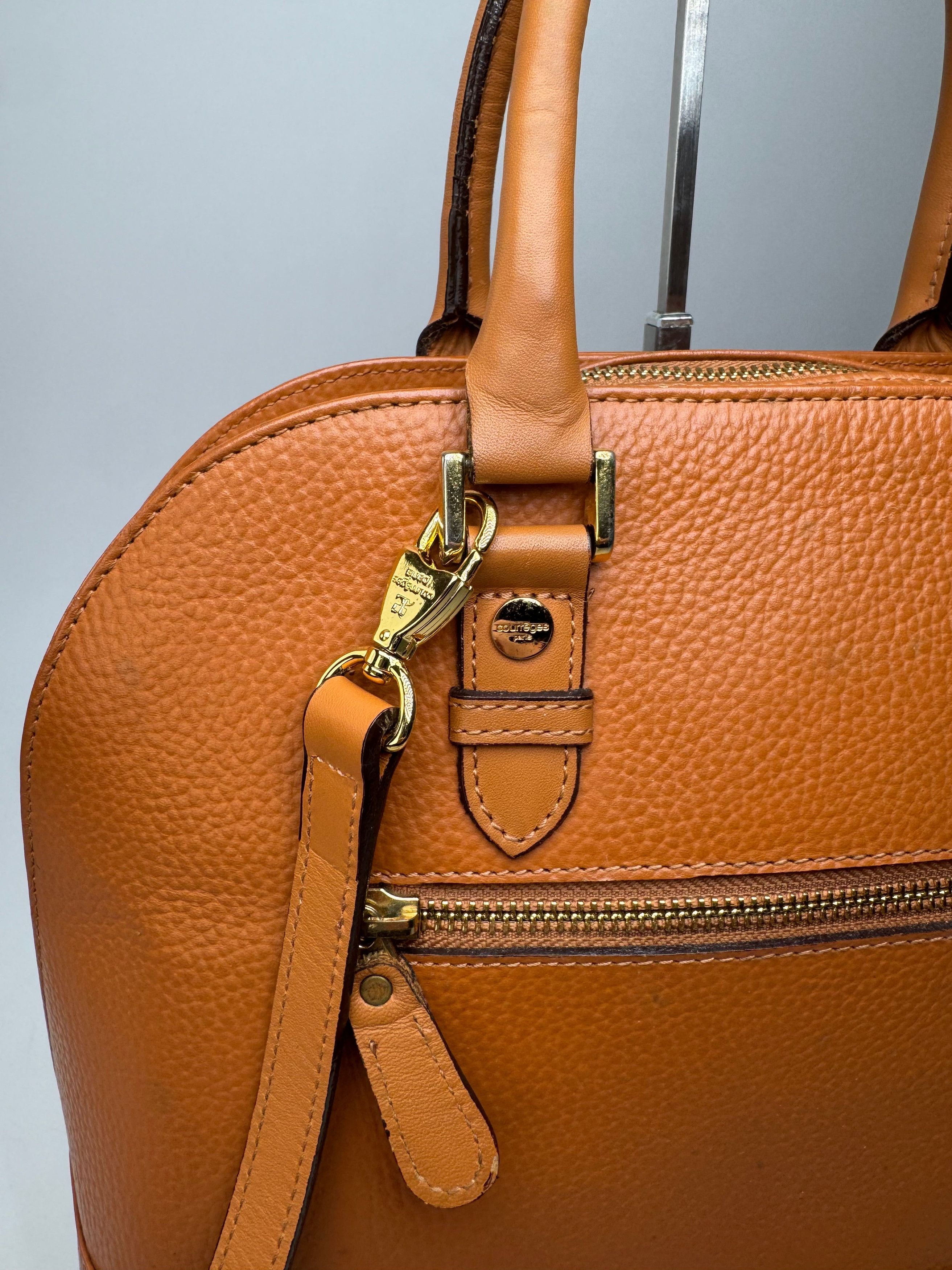 Courreges Vintage 2Way Leather Handbag Orange Brown Size ONE SIZE - 9 Thumbnail