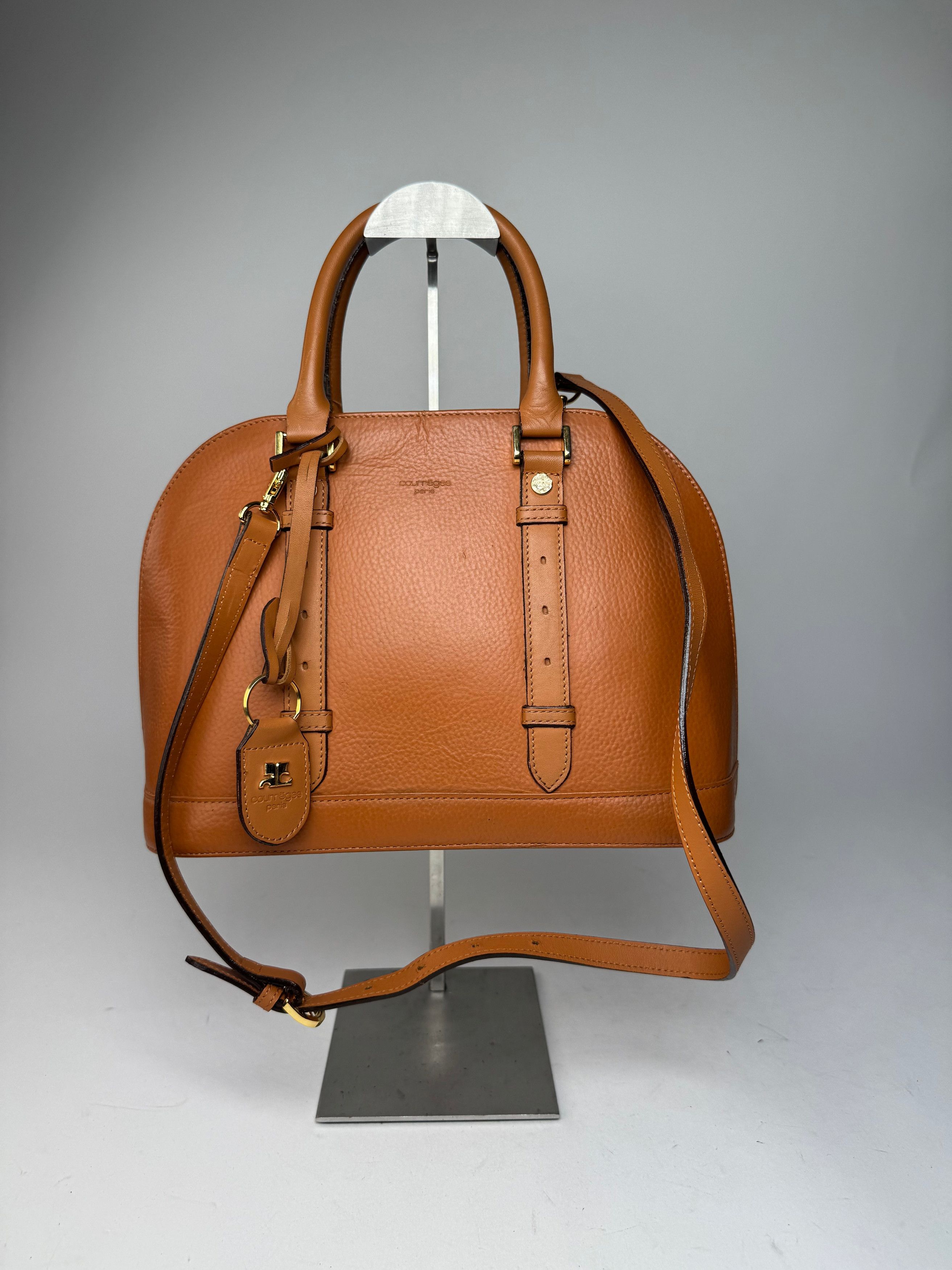 Courreges Vintage 2Way Leather Handbag Orange Brown Size ONE SIZE - 14 Thumbnail