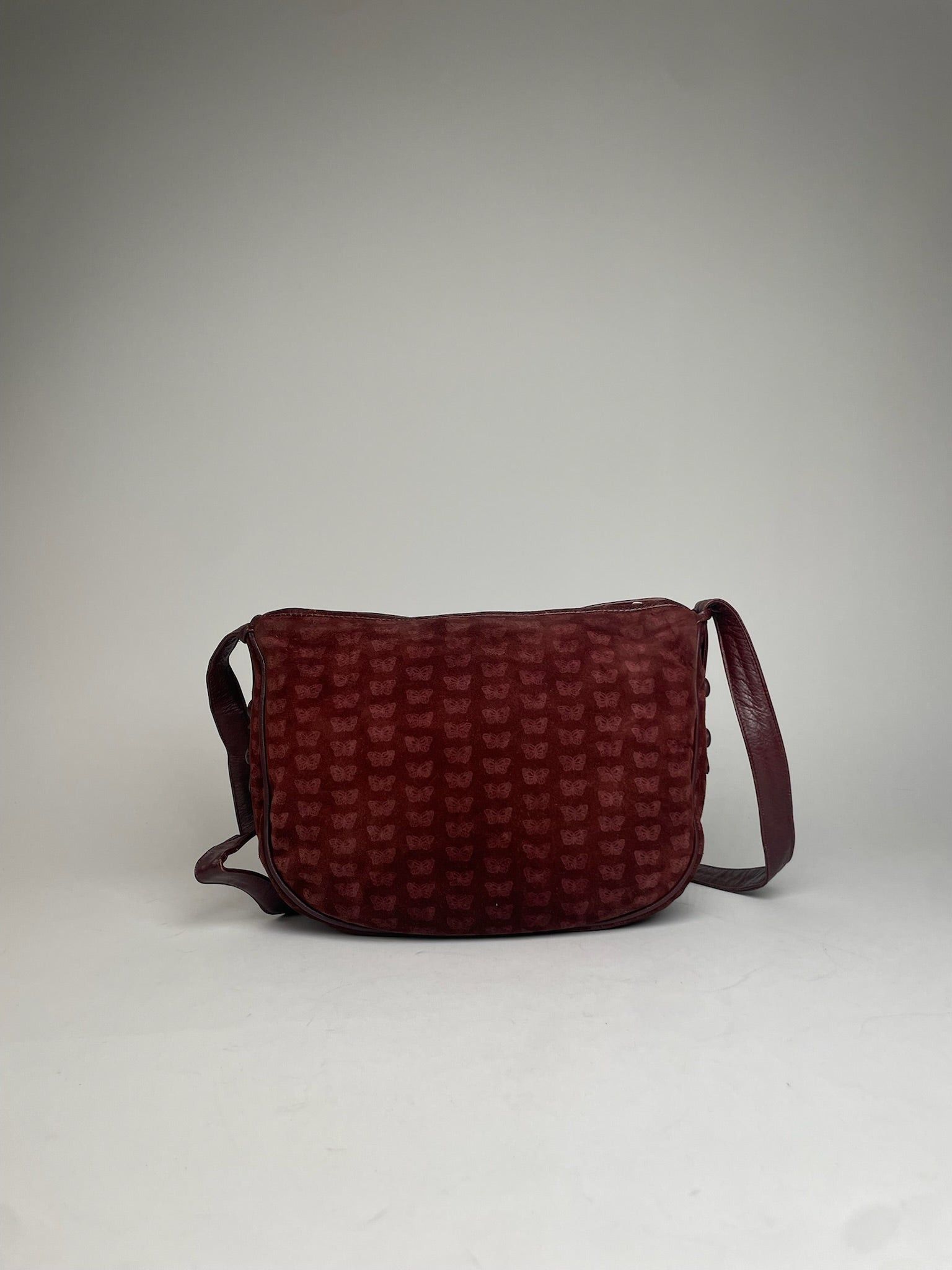 Bottega Veneta Vintage Butterfly Monogram Suede Shoulder Bag Red Size ONE SIZE - 8 Thumbnail