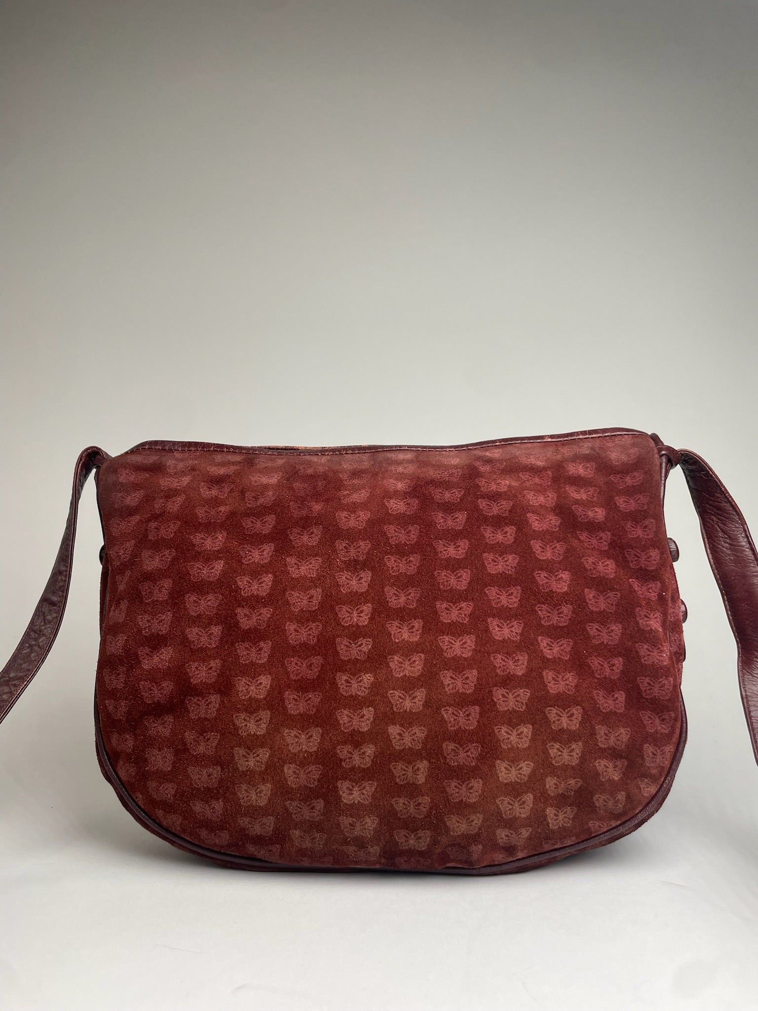 Bottega Veneta Vintage Butterfly Monogram Suede Shoulder Bag Red Size ONE SIZE - 5 Thumbnail