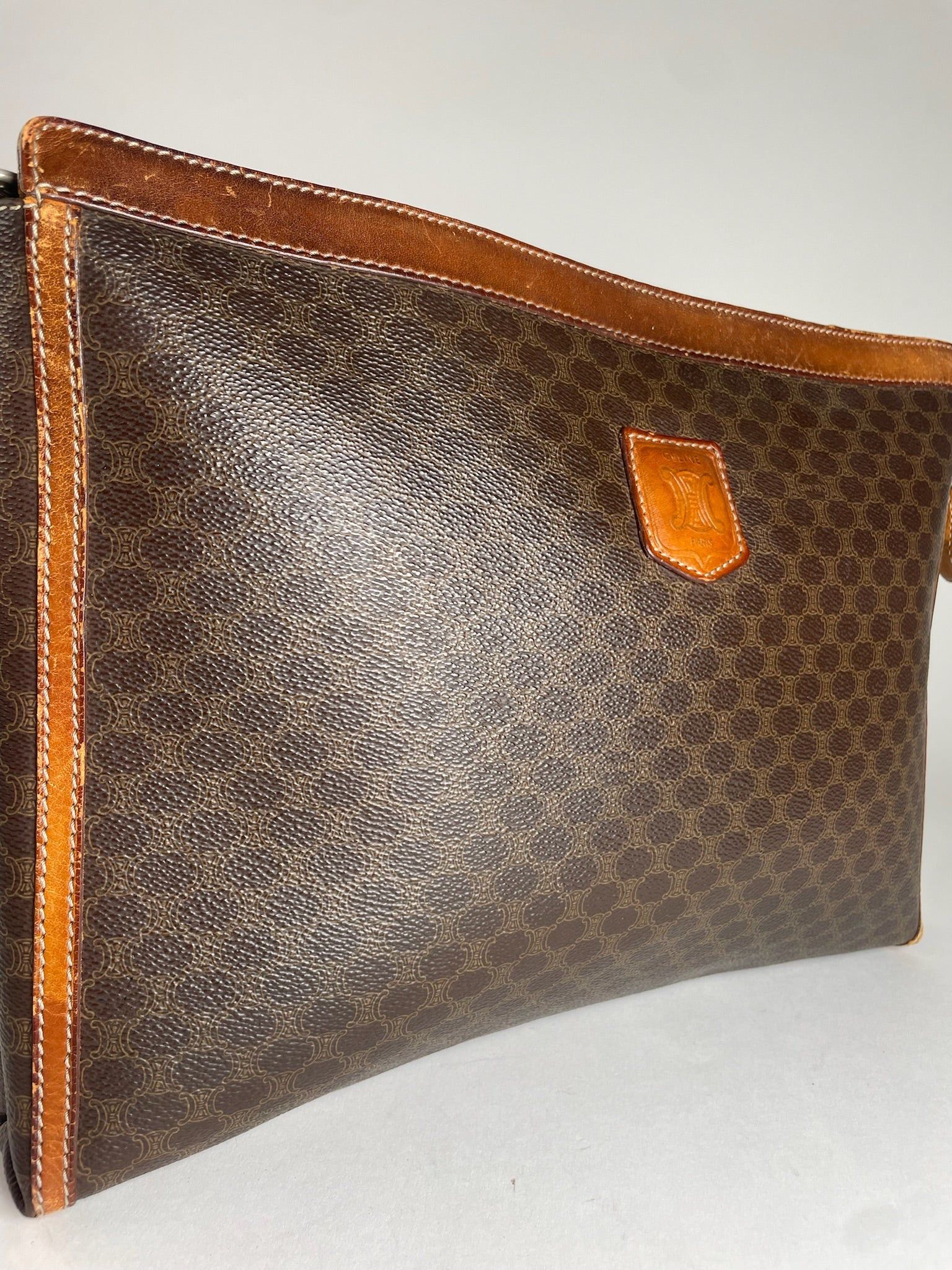 Celine Vintage Paris Monogram Leather Clutch Brown Size ONE SIZE - 6 Thumbnail