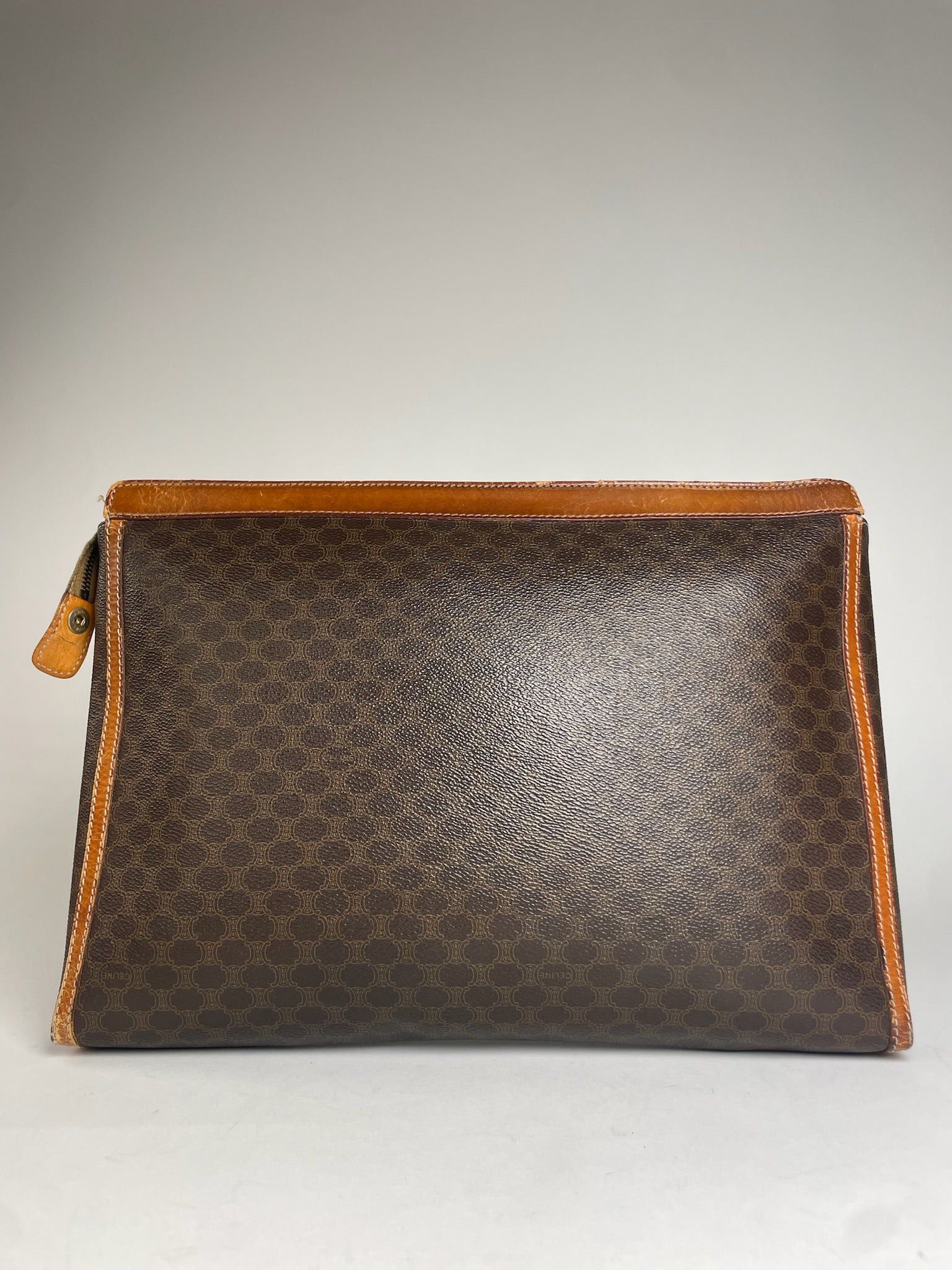 Celine Vintage Paris Monogram Leather Clutch Brown Size ONE SIZE - 2 Thumbnail