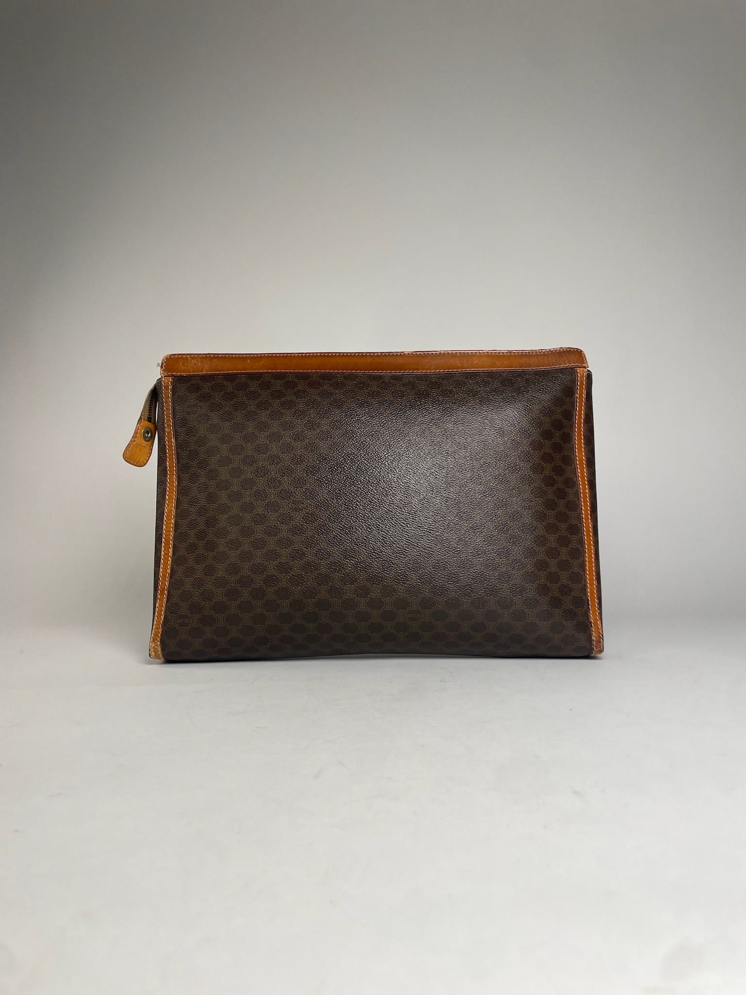 Celine Vintage Paris Monogram Leather Clutch Brown Size ONE SIZE - 8 Thumbnail
