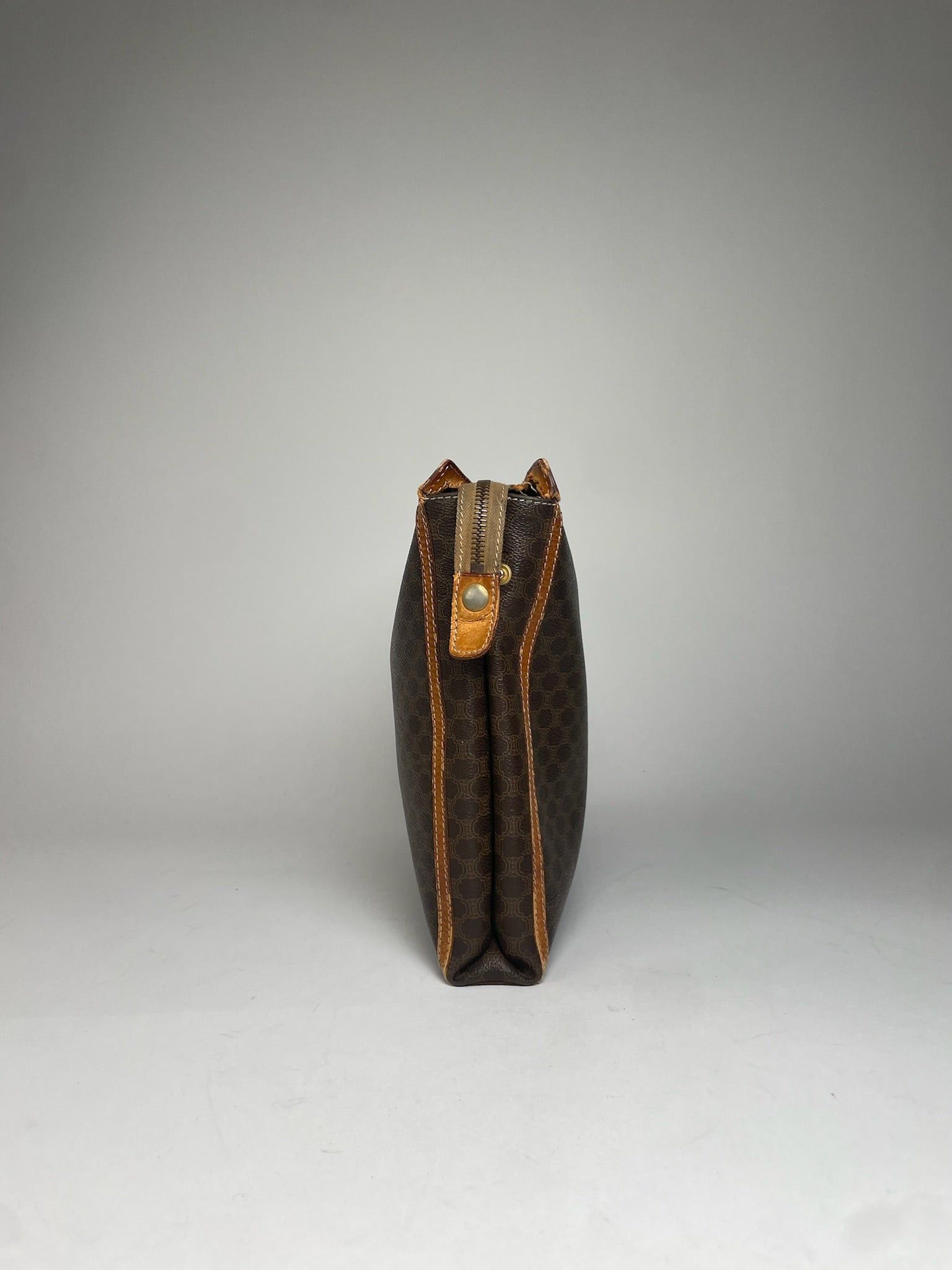 Celine Vintage Paris Monogram Leather Clutch Brown Size ONE SIZE - 11 Thumbnail