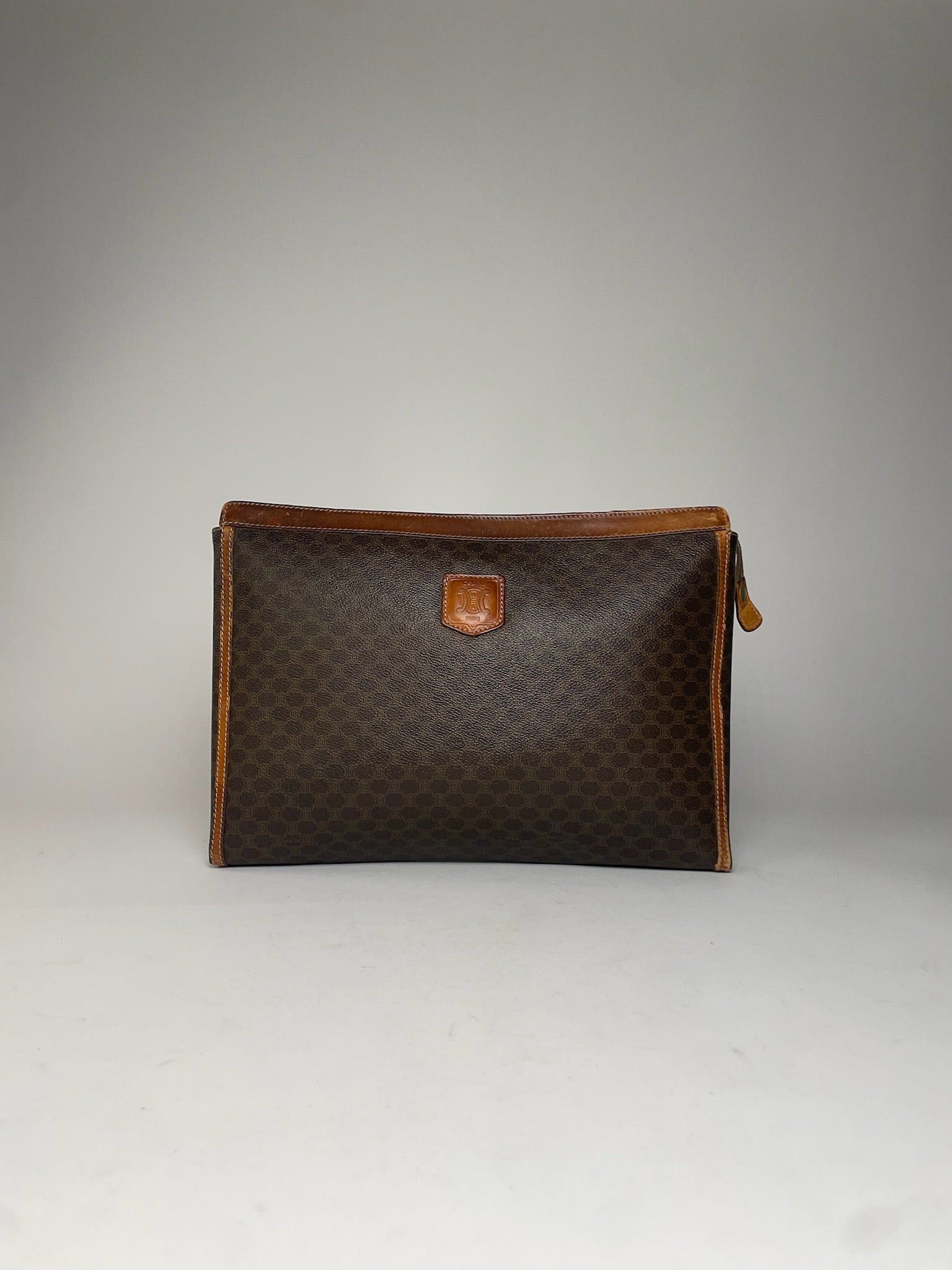 Celine Vintage Paris Monogram Leather Clutch Brown Size ONE SIZE - 5 Thumbnail