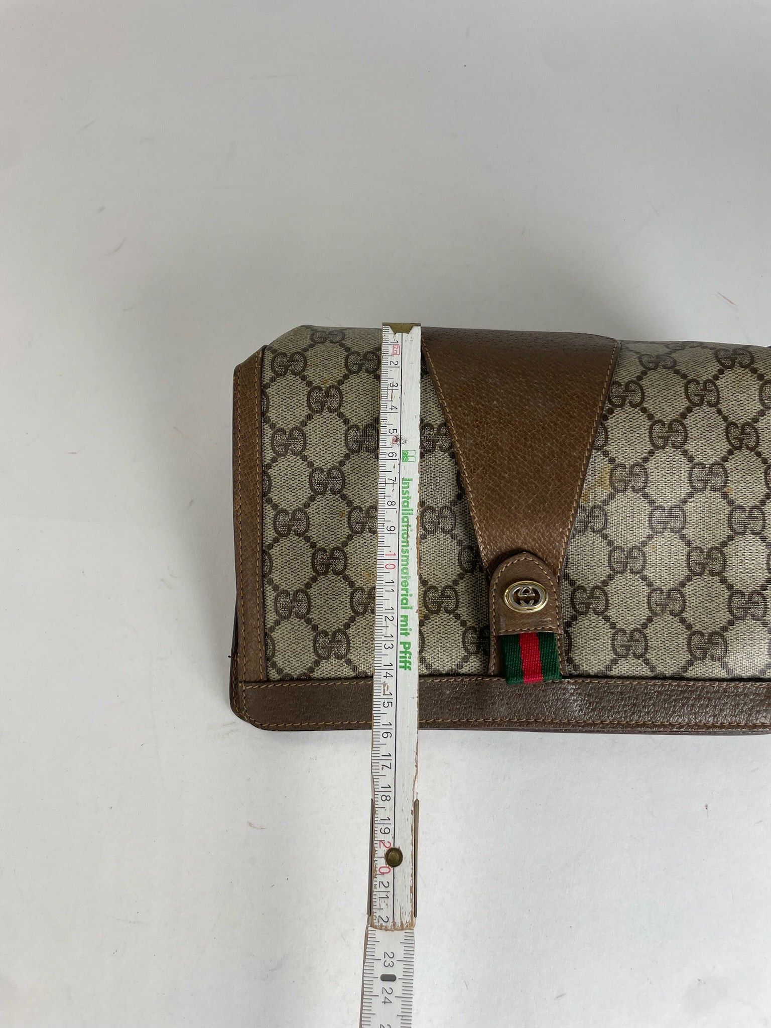 Gucci Vintage Ophidia Leather Clutch Grey Brown Size ONE SIZE - 11 Thumbnail