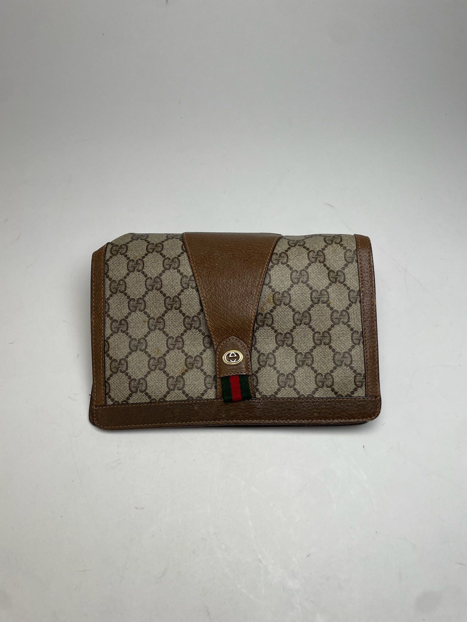 Gucci Vintage Ophidia Leather Clutch Grey Brown Size ONE SIZE - 5 Thumbnail