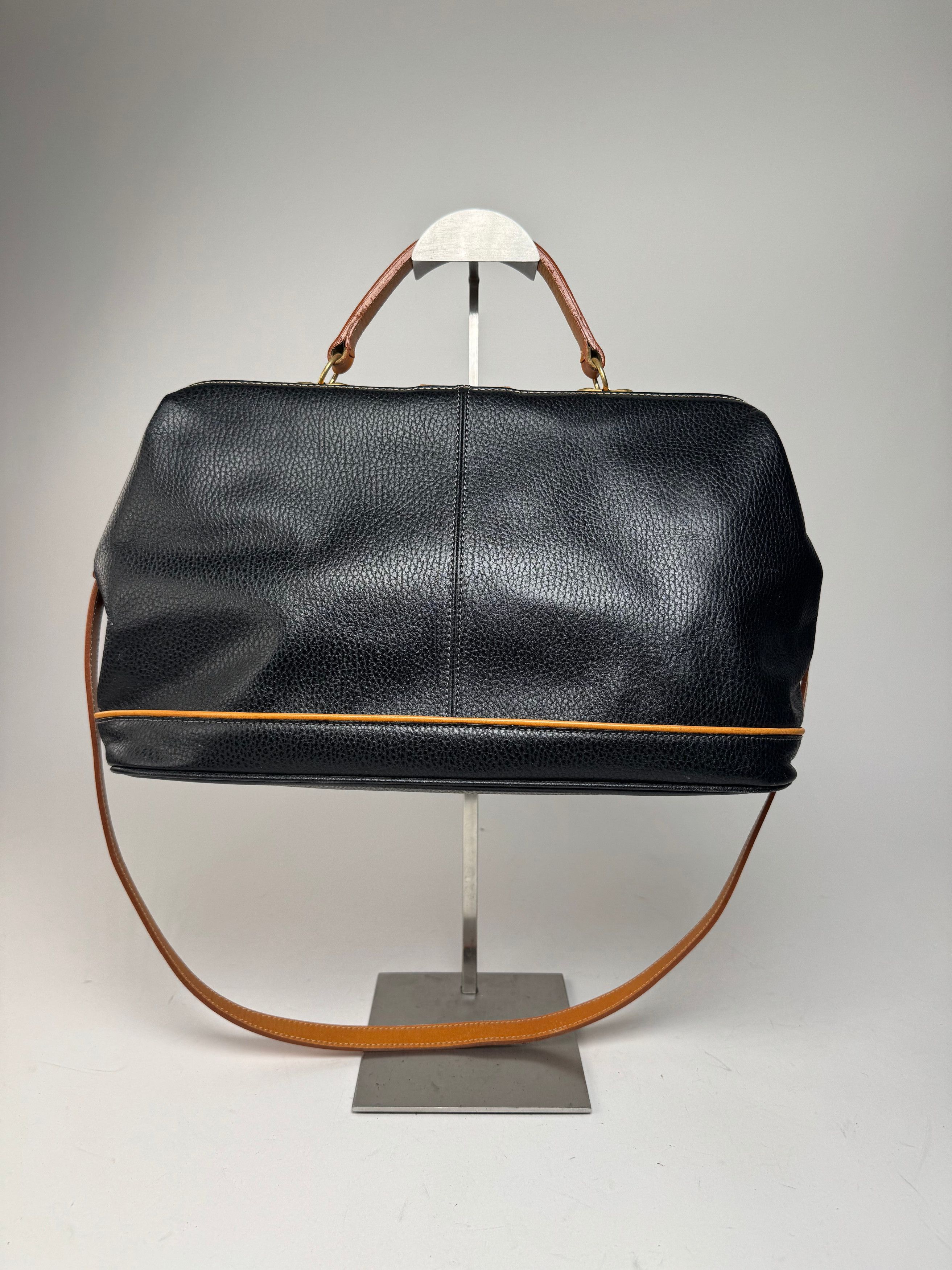 Courreges Vintage 2Way Leather Handbag Black Brown Size ONE SIZE - 2 Thumbnail