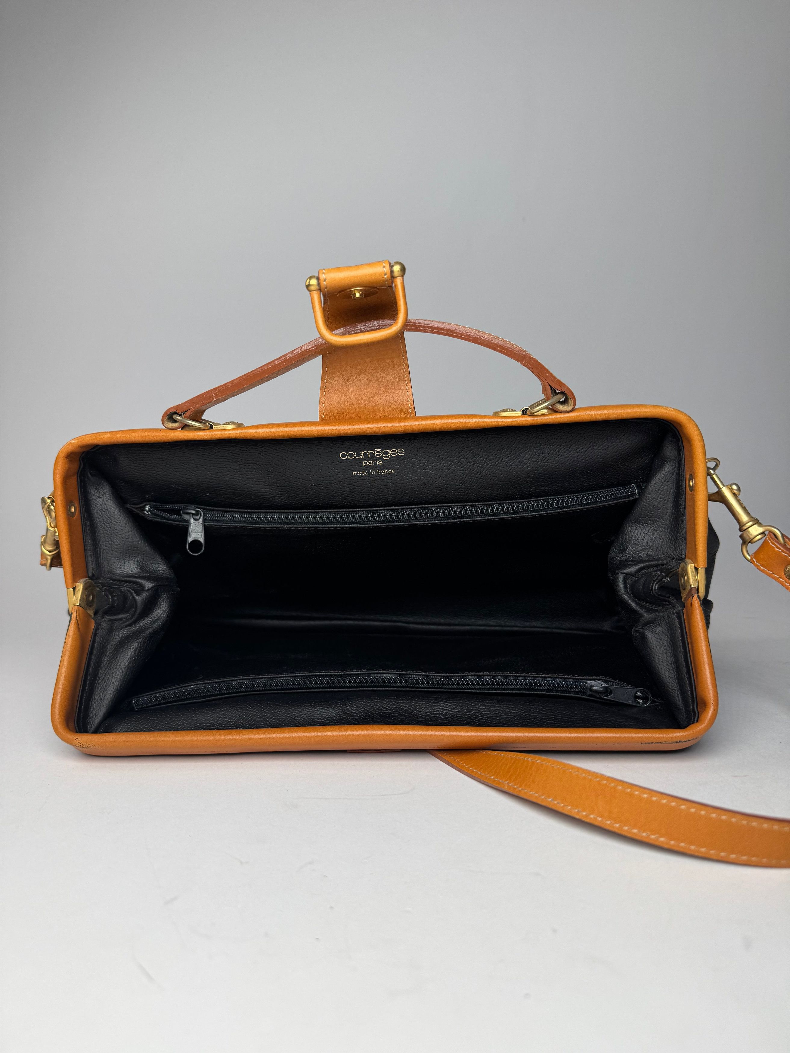 Courreges Vintage 2Way Leather Handbag Black Brown Size ONE SIZE - 3 Thumbnail
