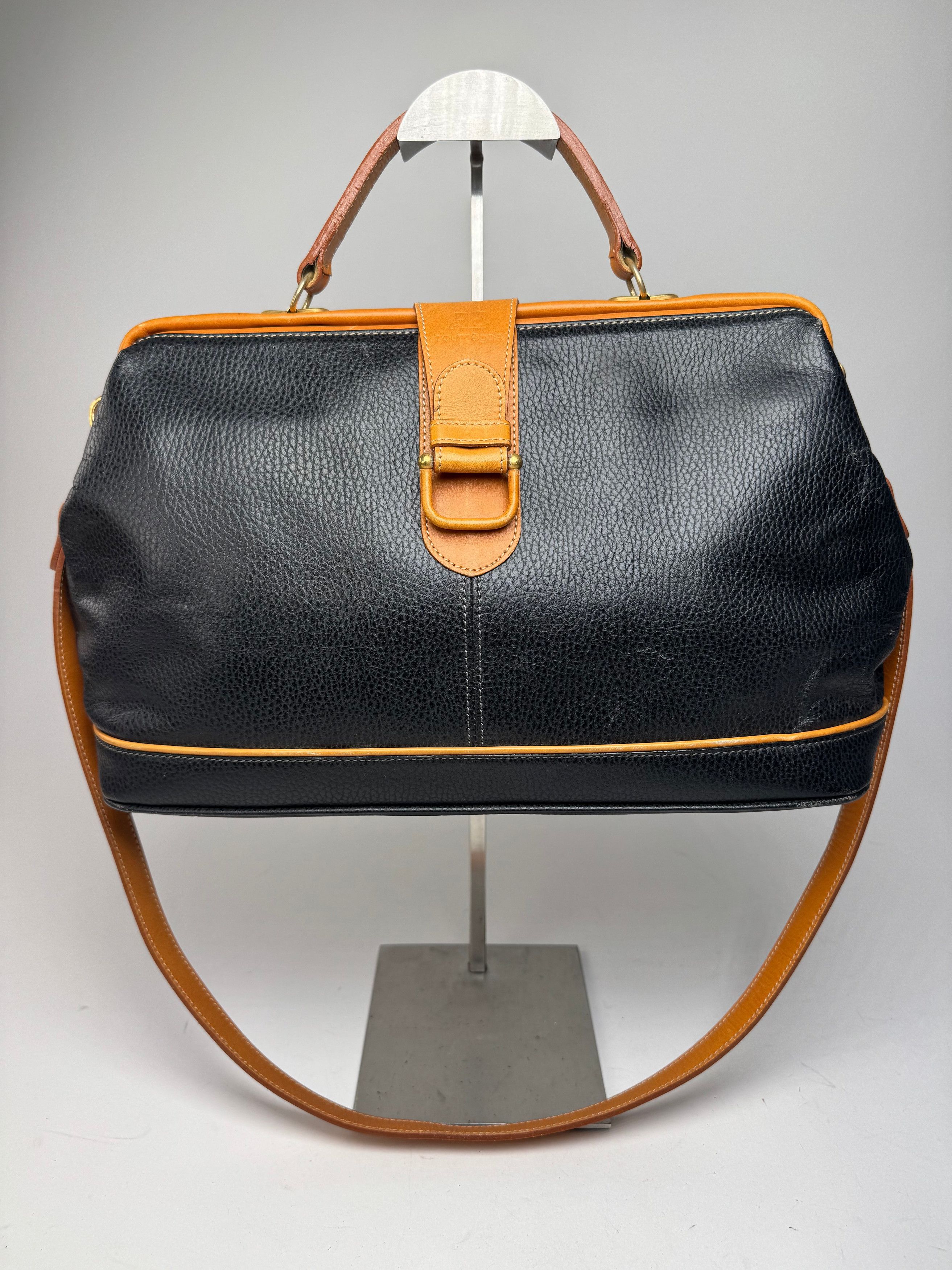 Courreges Vintage 2Way Leather Handbag Black Brown Size ONE SIZE - 13 Thumbnail