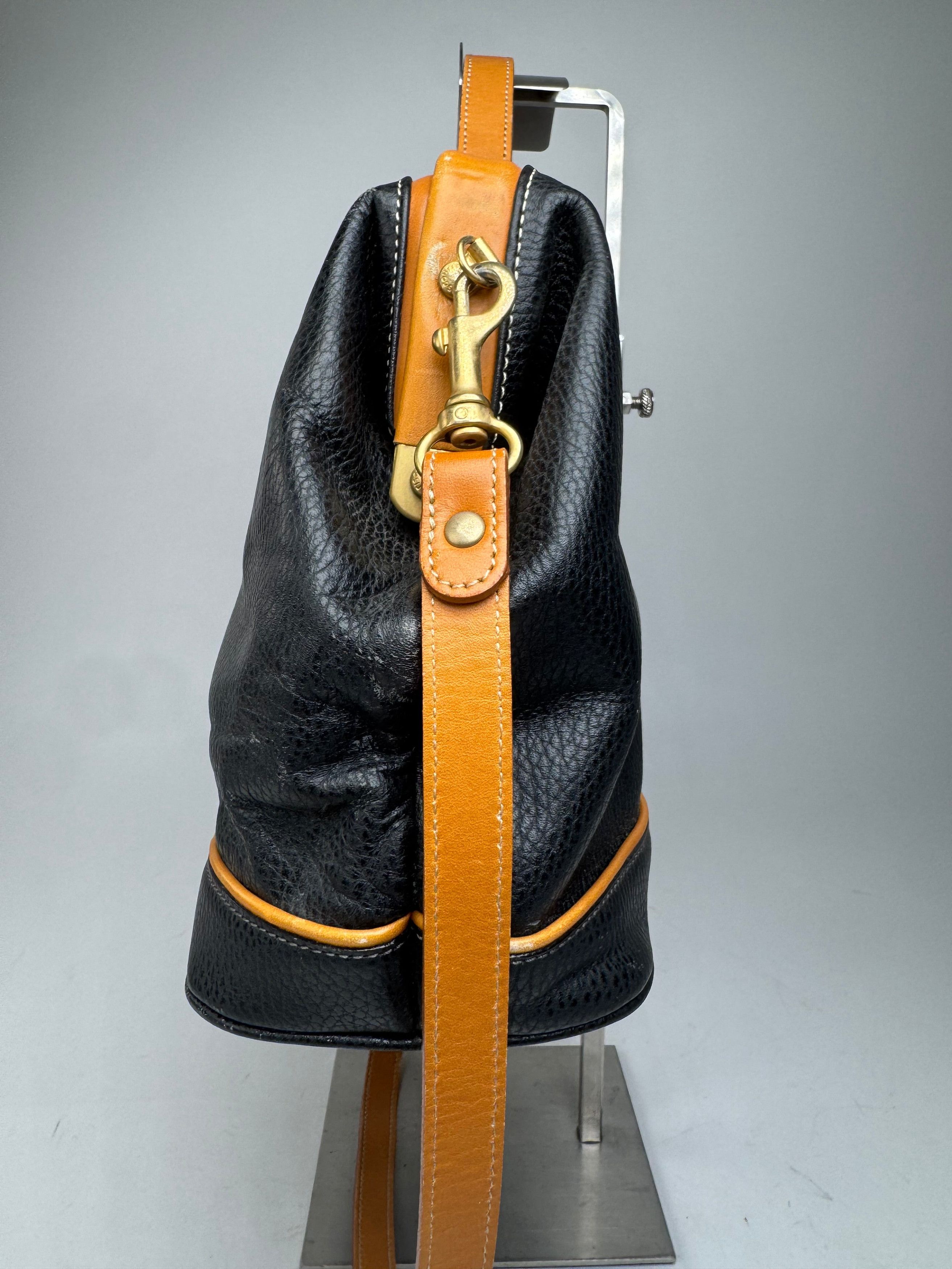 Courreges Vintage 2Way Leather Handbag Black Brown Size ONE SIZE - 5 Thumbnail