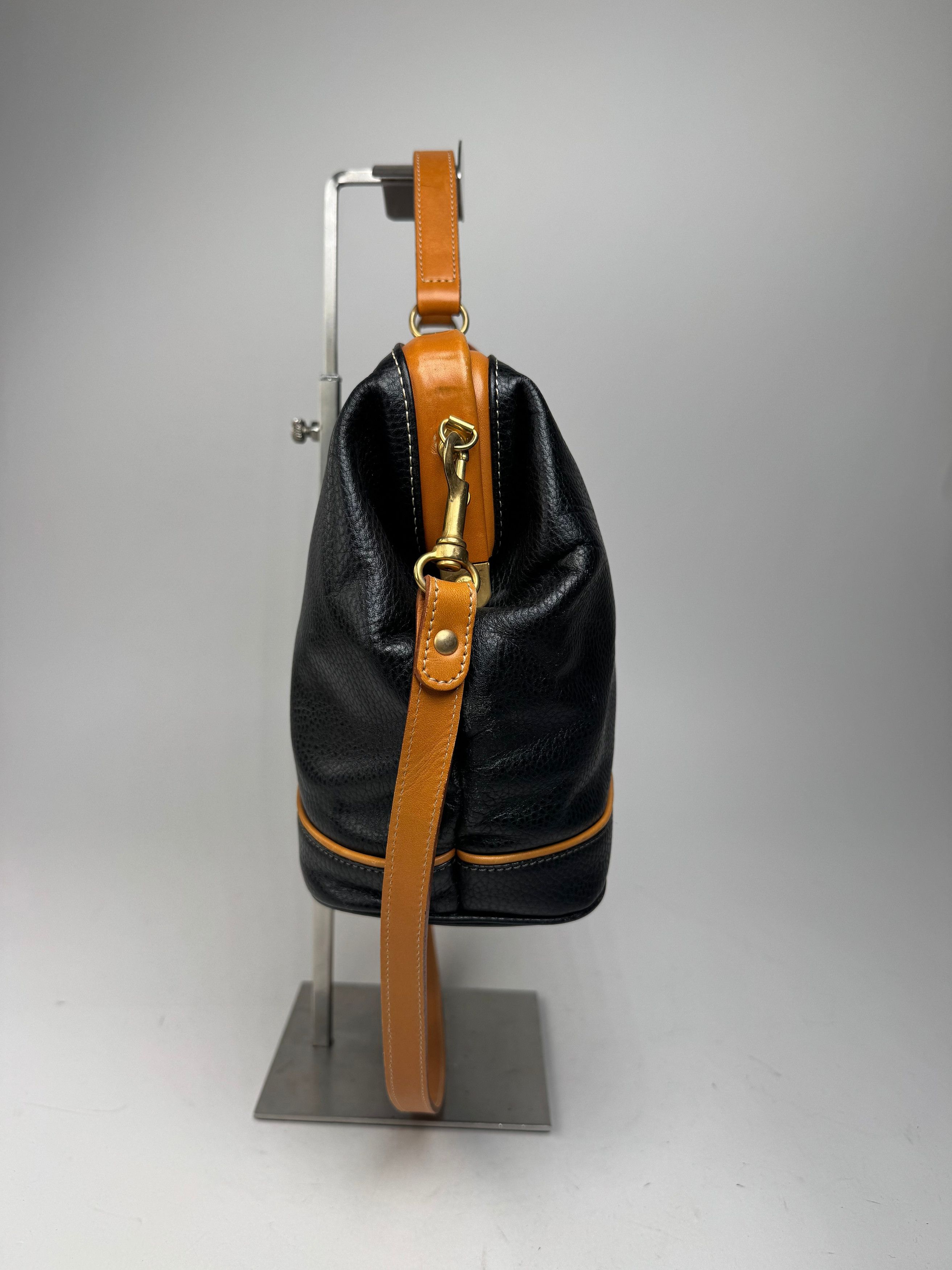 Courreges Vintage 2Way Leather Handbag Black Brown Size ONE SIZE - 7 Thumbnail