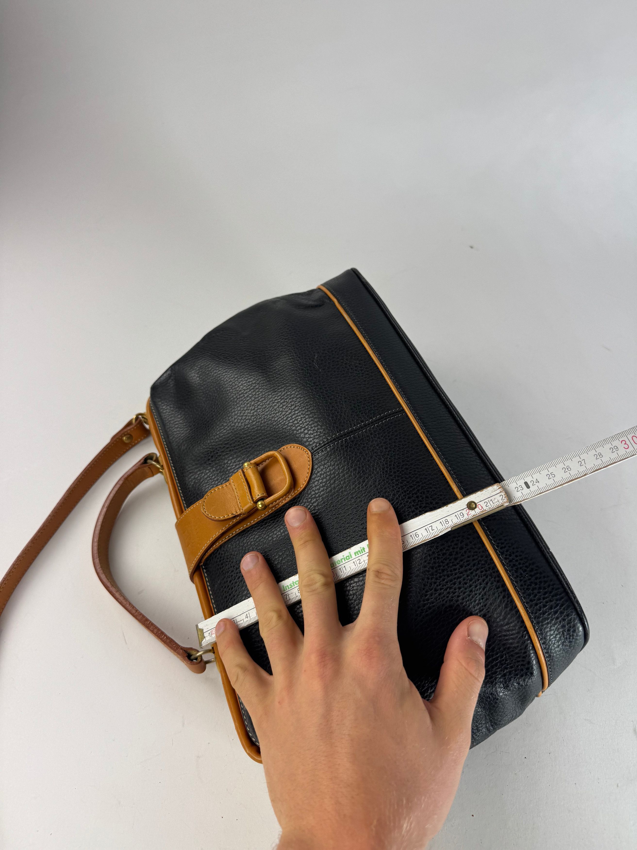 Courreges Vintage 2Way Leather Handbag Black Brown Size ONE SIZE - 11 Thumbnail