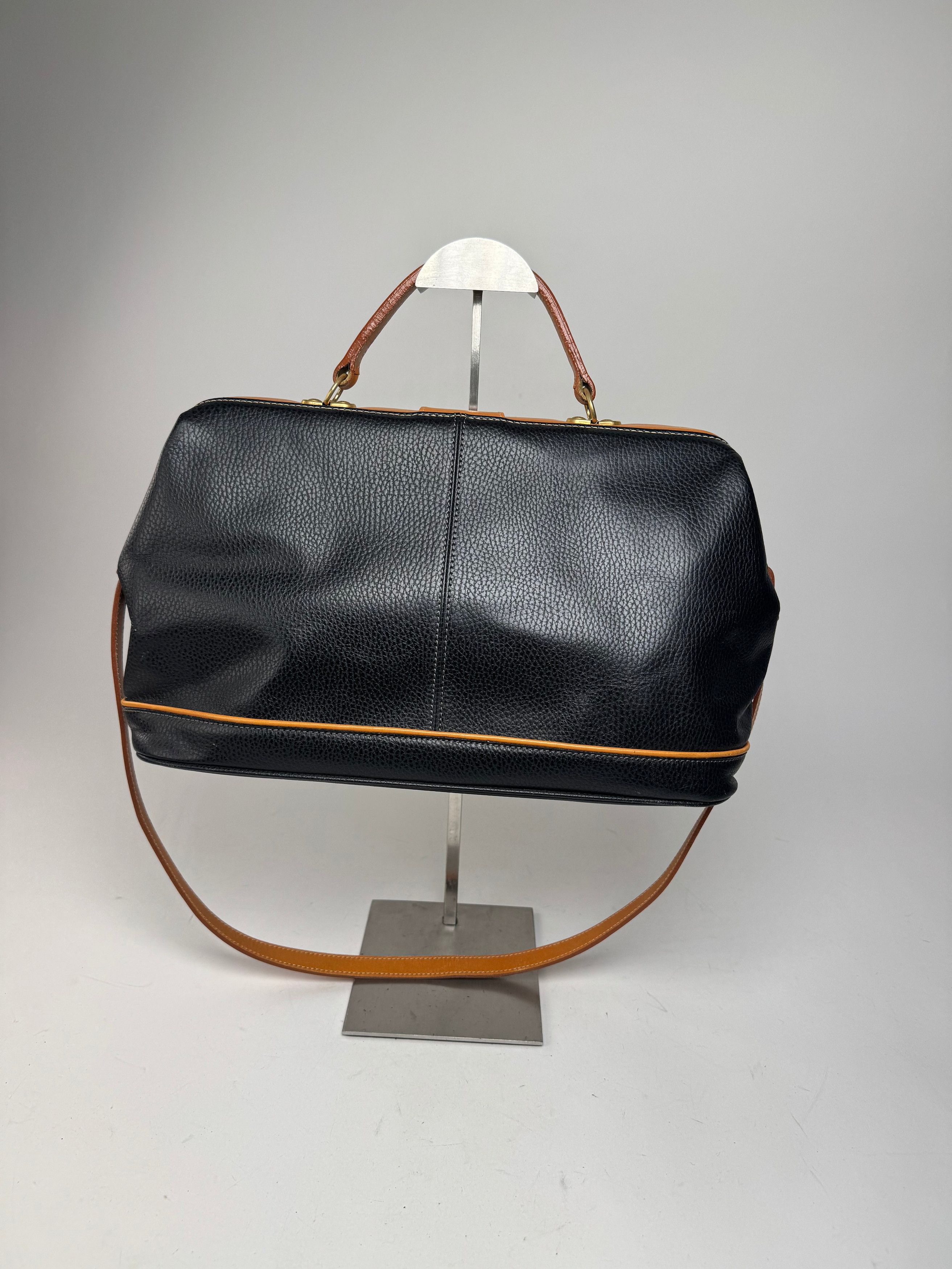 Courreges Vintage 2Way Leather Handbag Black Brown Size ONE SIZE - 8 Thumbnail