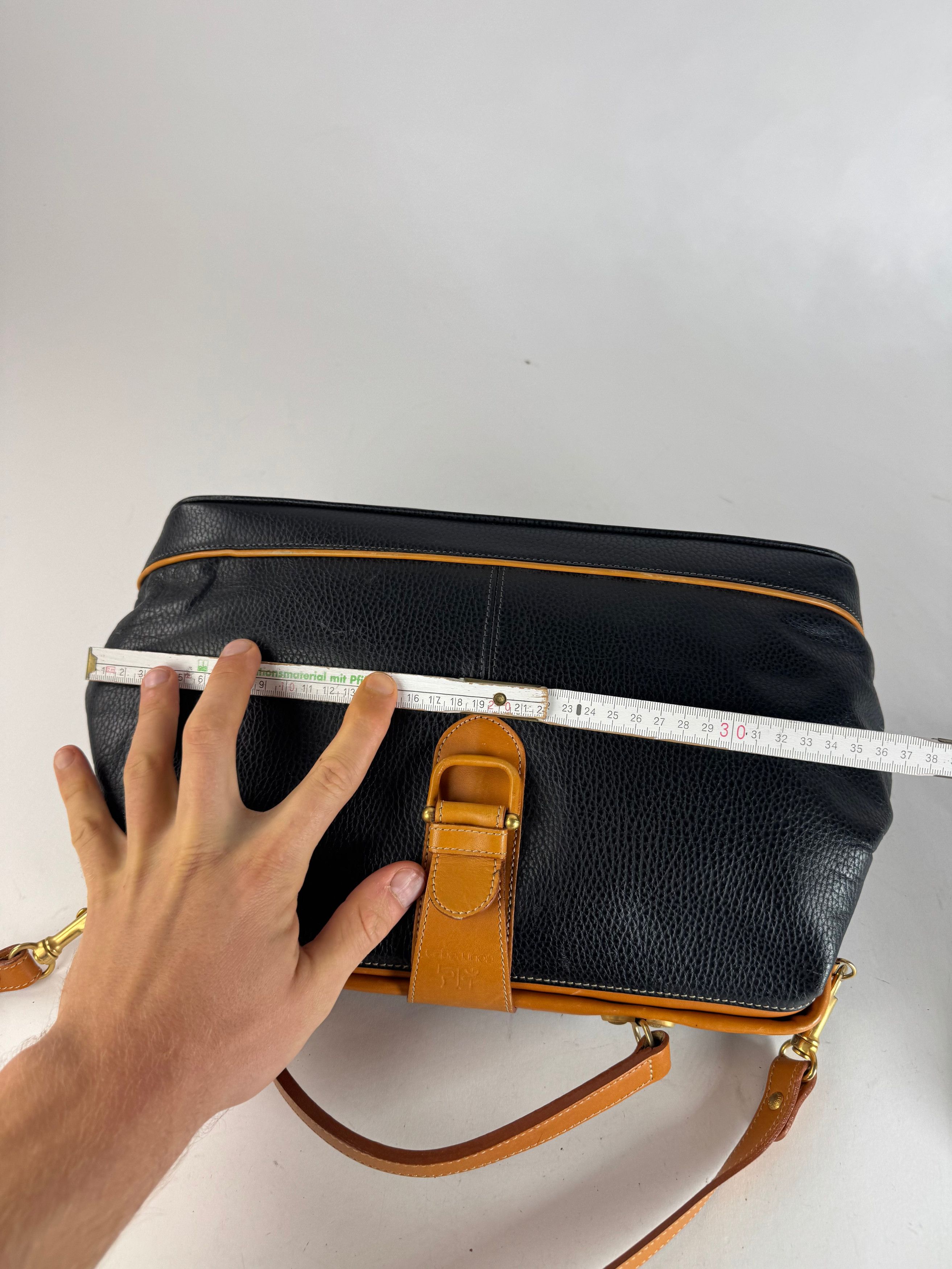 Courreges Vintage 2Way Leather Handbag Black Brown Size ONE SIZE - 10 Thumbnail