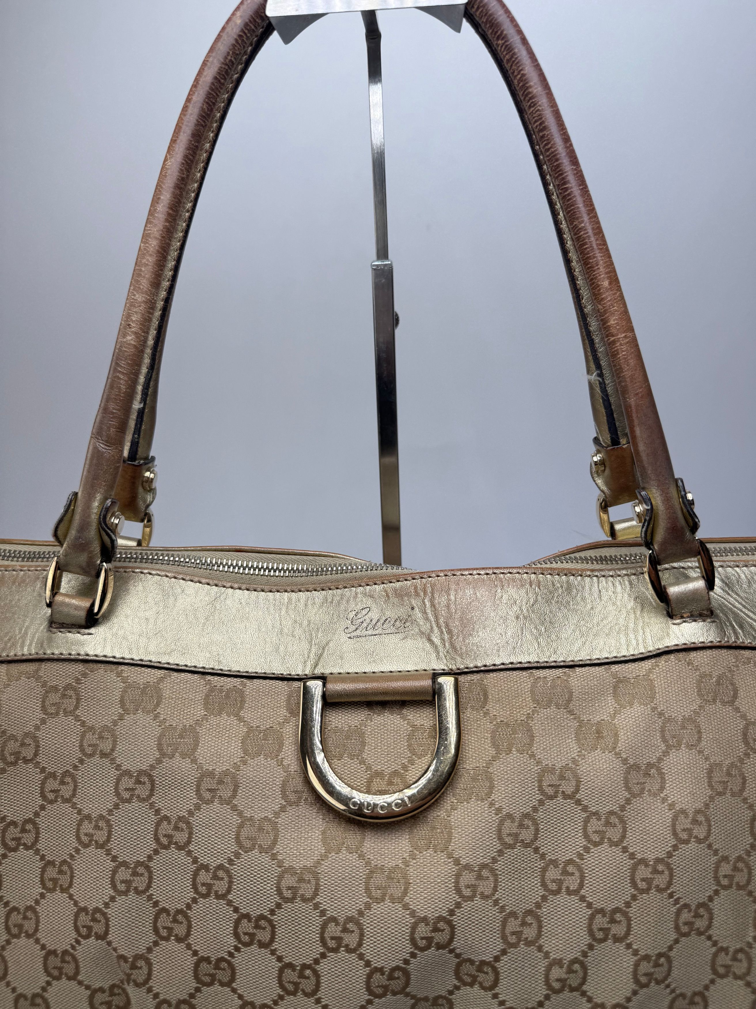 Gucci Vintage Monogram D-Ding Handbag Golden Beige Size ONE SIZE - 5 Thumbnail