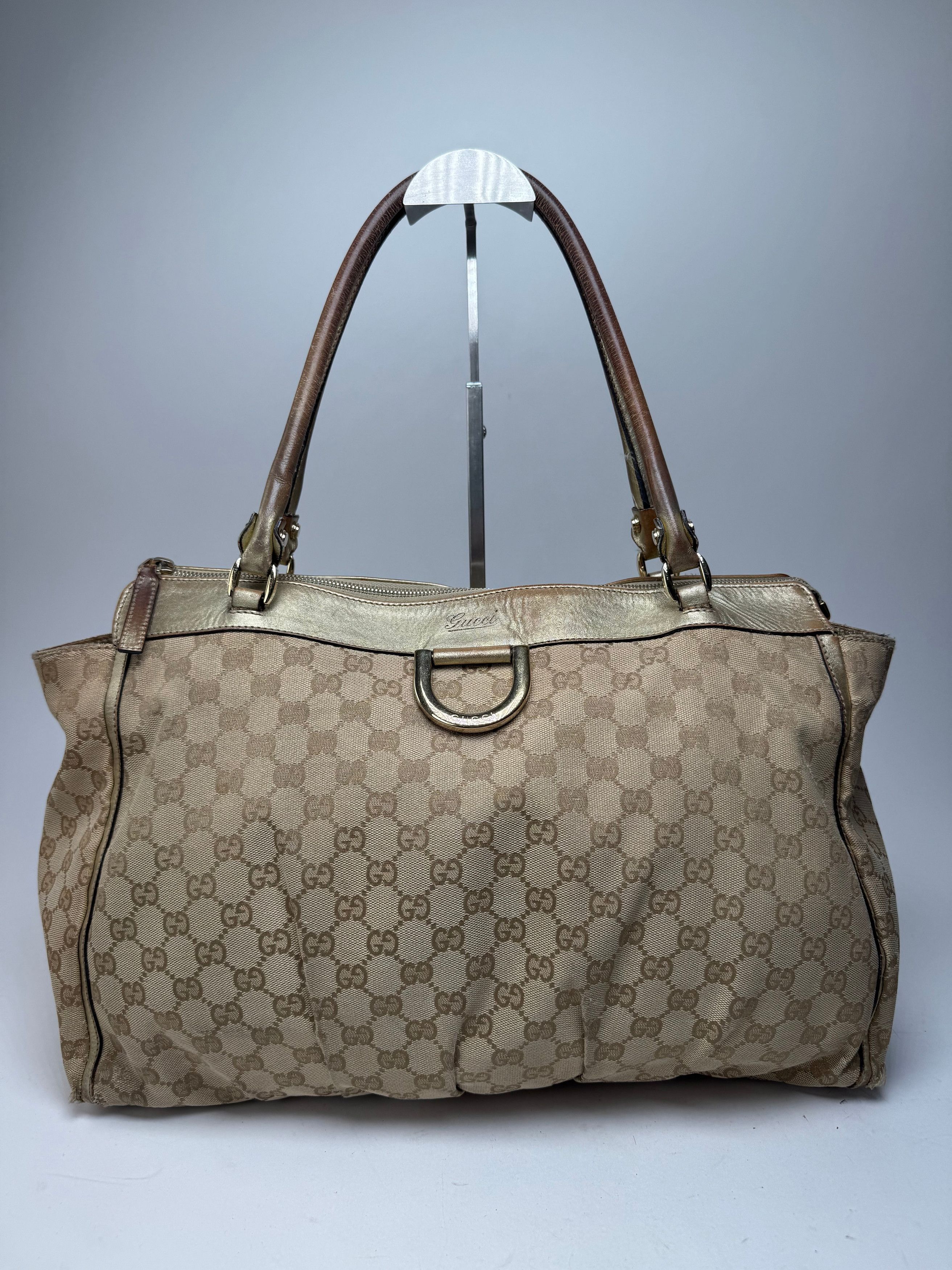 Gucci Vintage Monogram D-Ding Handbag Golden Beige Size ONE SIZE - 14 Thumbnail