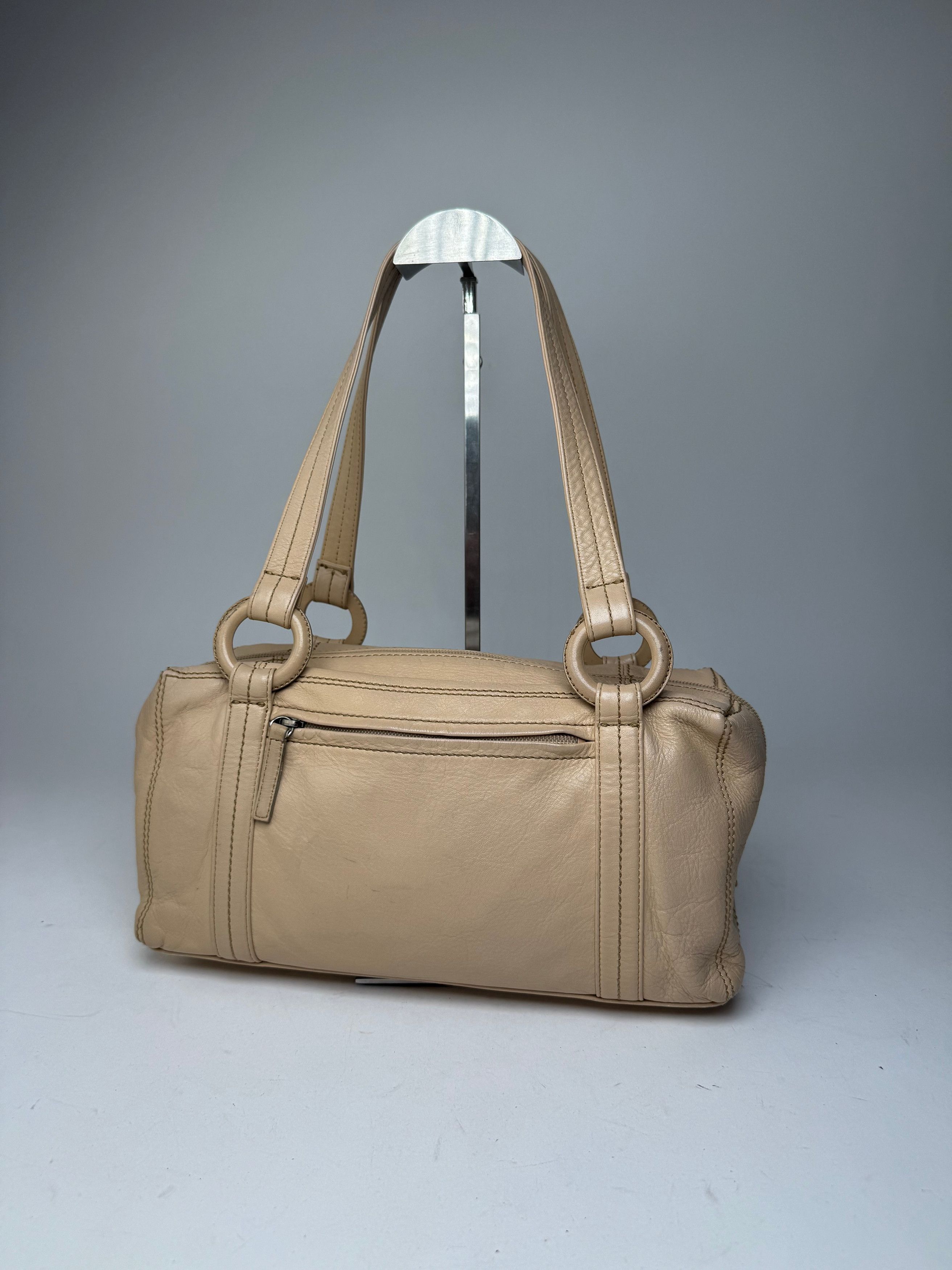 Issey Miyake Vintage Leather Handbag Beige Size ONE SIZE - 5 Thumbnail