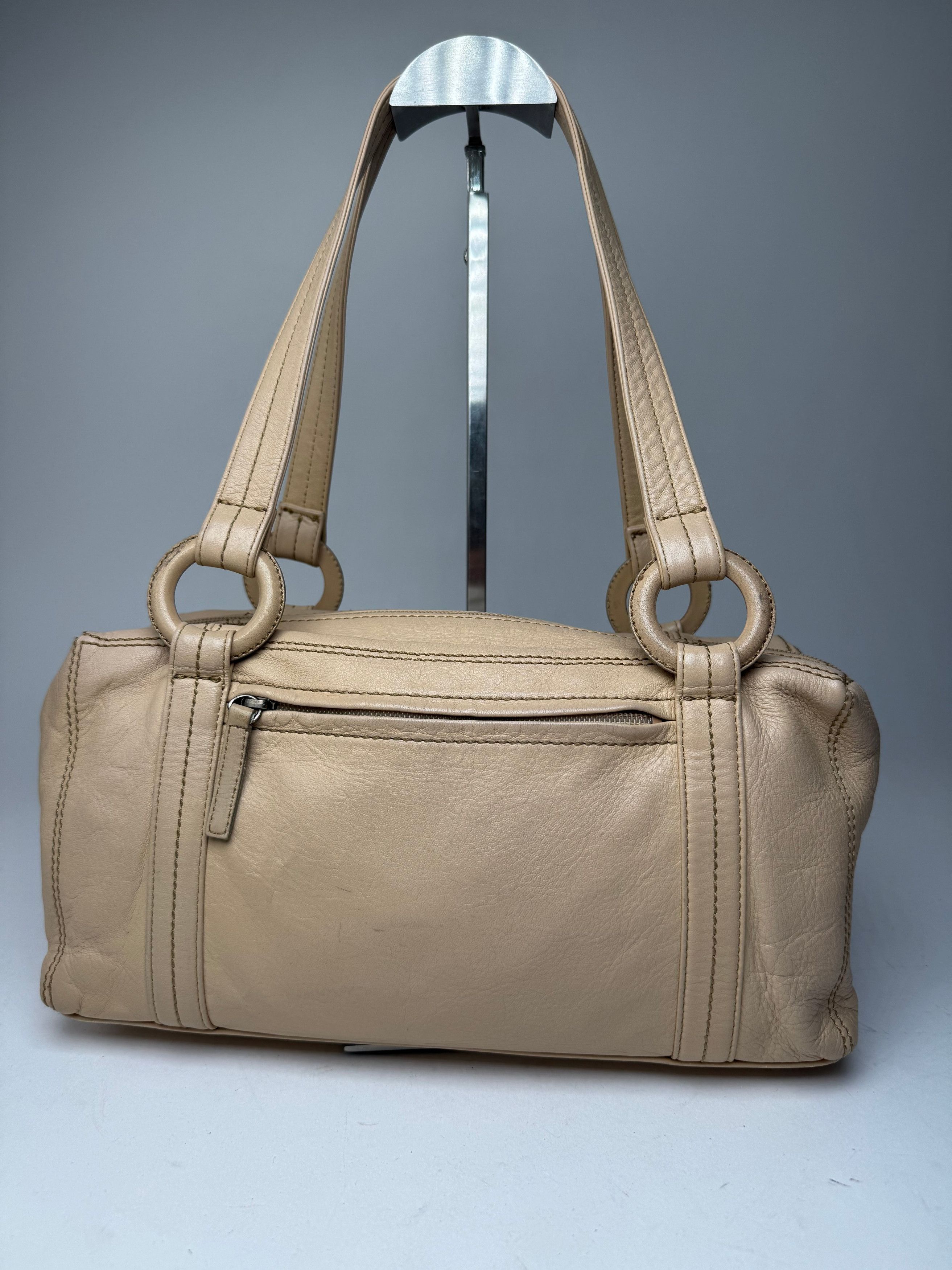 Issey Miyake Vintage Leather Handbag Beige Size ONE SIZE - 12 Thumbnail