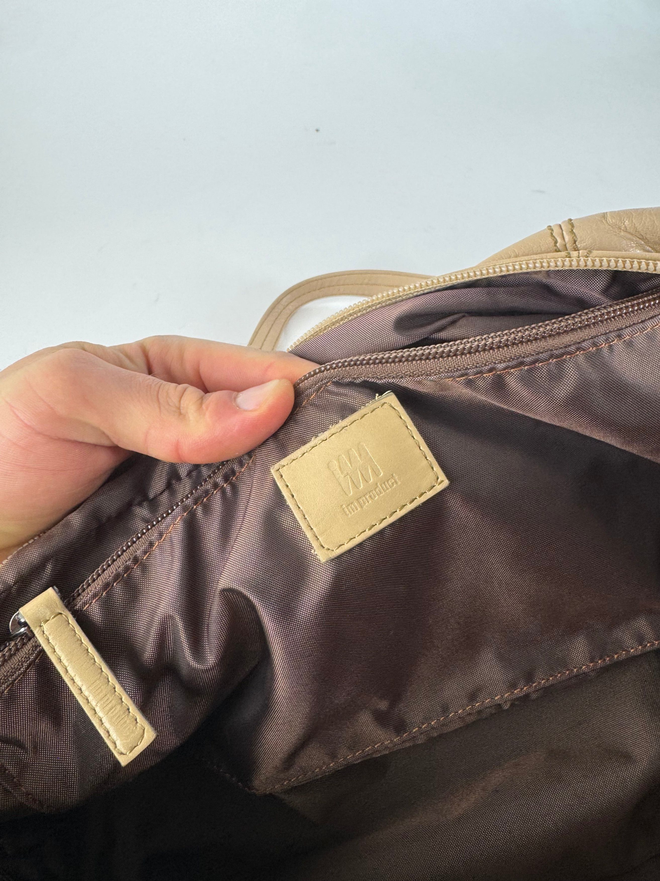 Issey Miyake Vintage Leather Handbag Beige Size ONE SIZE - 4 Thumbnail