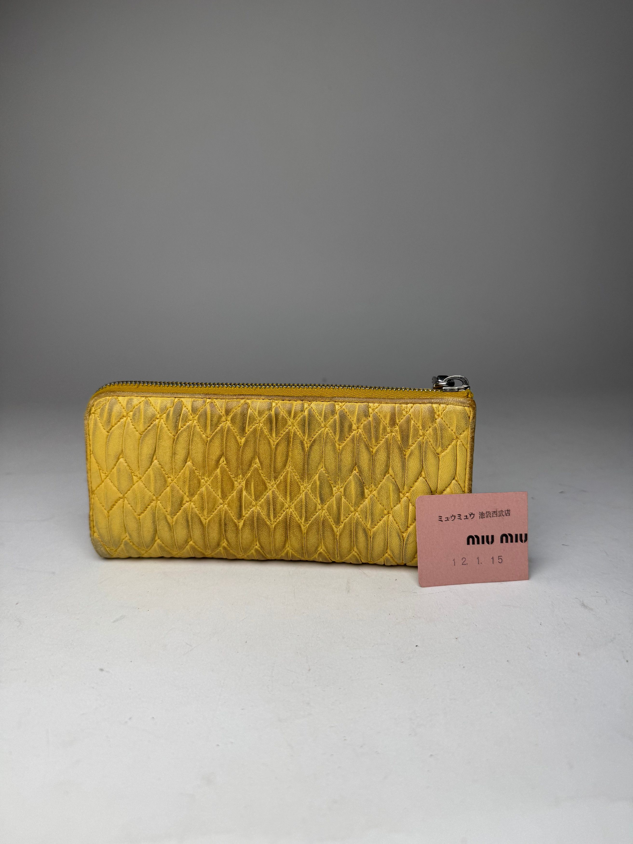 Miu Miu Vintage Metallasse Leather Wallet Yellow Size ONE SIZE - 2 Thumbnail