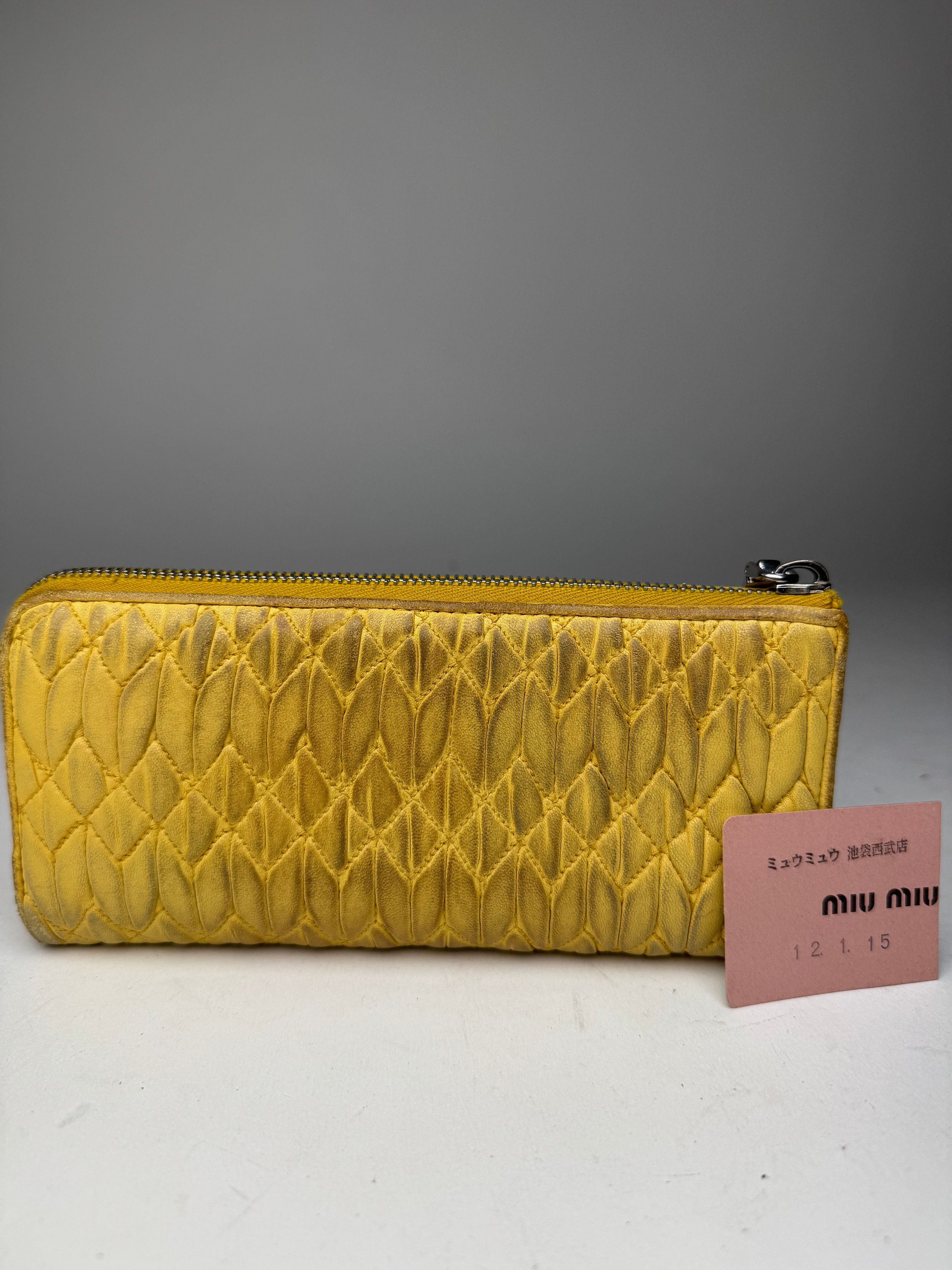 Miu Miu Vintage Metallasse Leather Wallet Yellow Size ONE SIZE - 10 Thumbnail