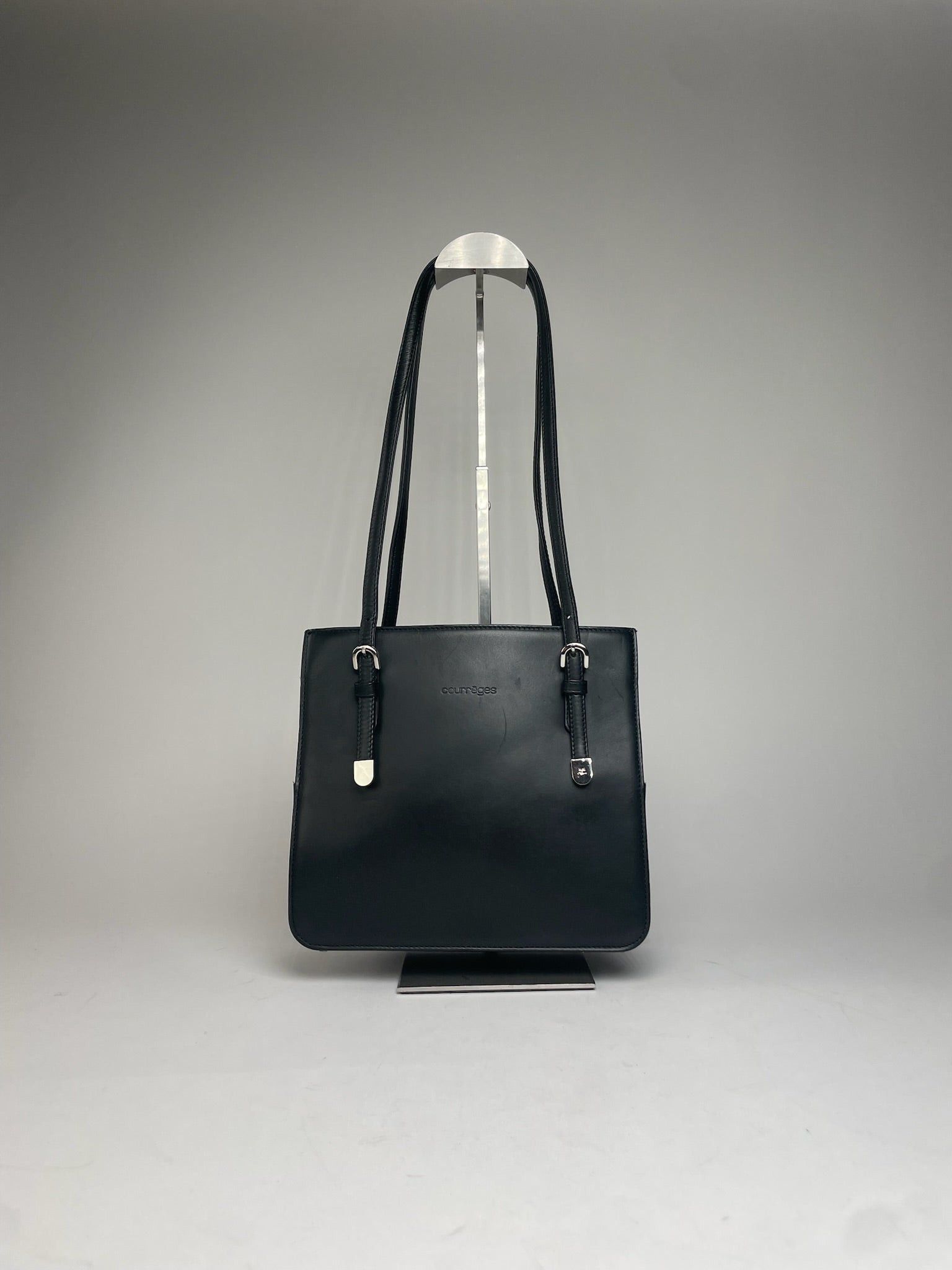 Courreges Vintage Leather Handbag Black Size ONE SIZE - 8 Thumbnail