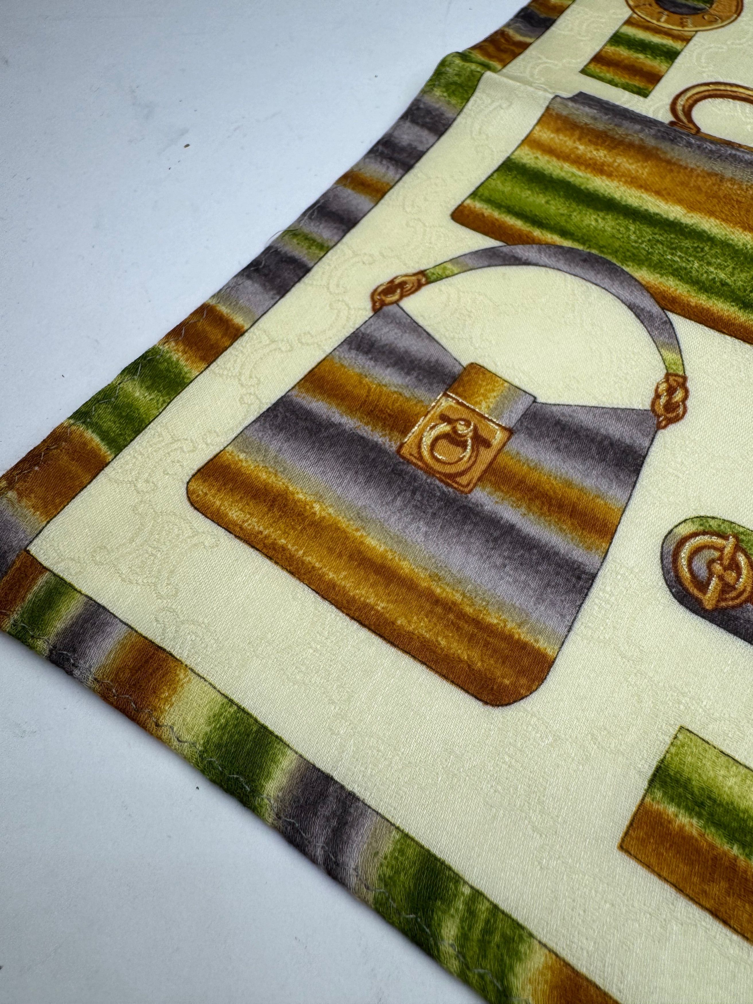 Celine Vintage Abstract Monogram Scarf Yellow Green Size ONE SIZE - 4 Thumbnail