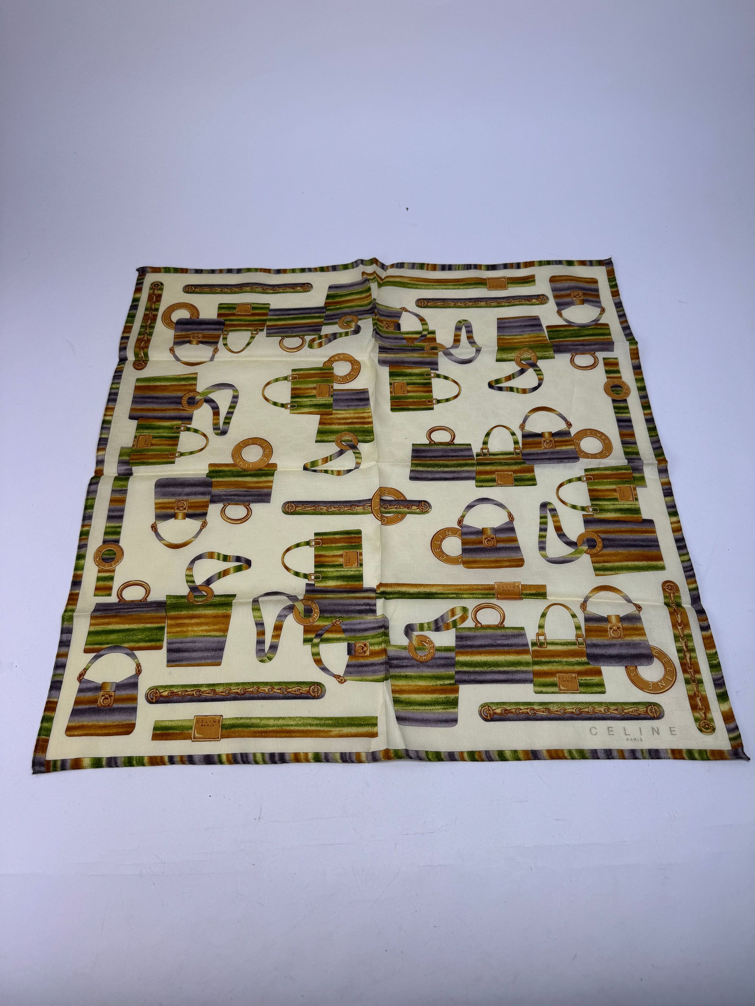 Celine Vintage Abstract Monogram Scarf Yellow Green Size ONE SIZE - 10 Thumbnail